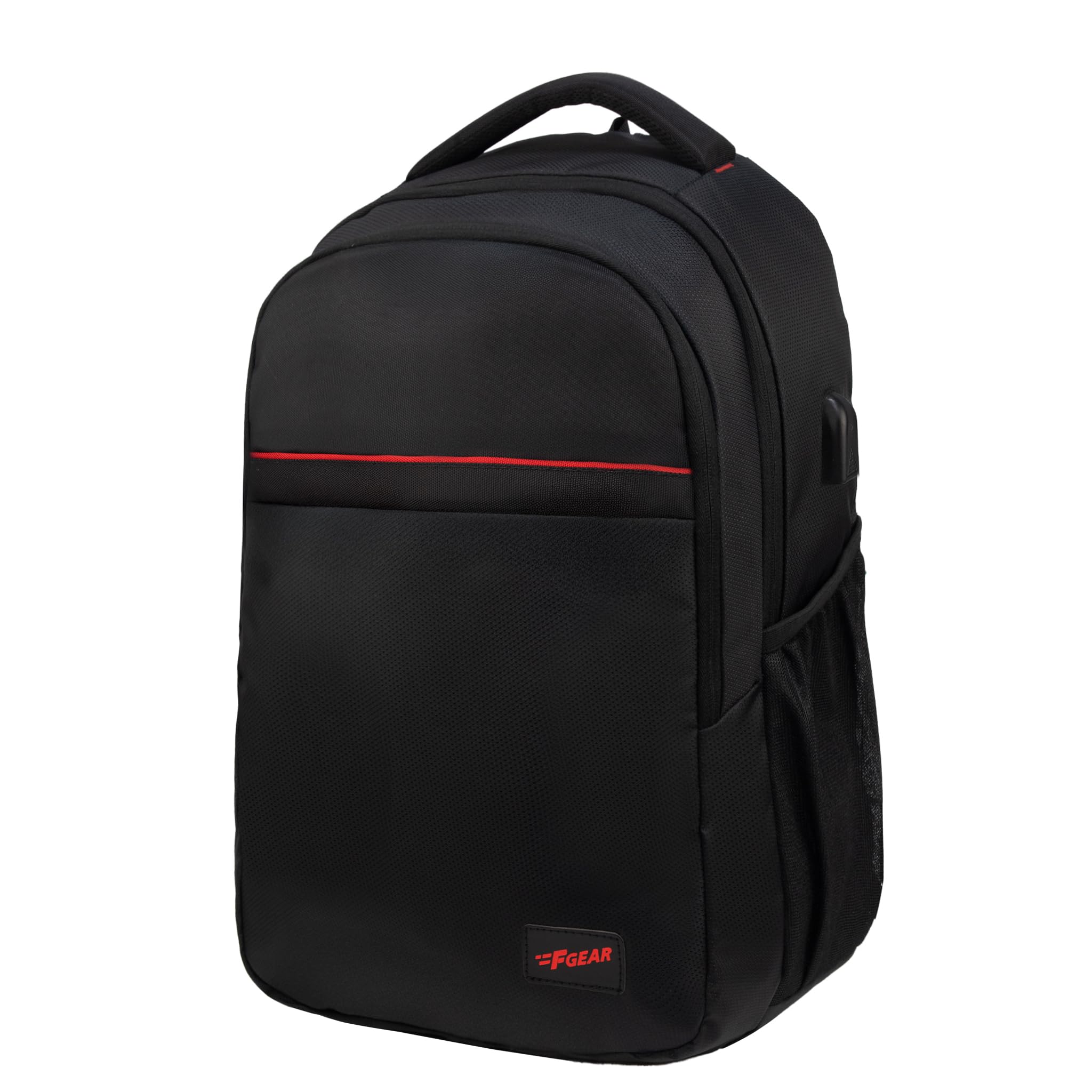 Octane 25L Laptop Backpack Black | Water-Resistant Travel & Office Bag with 2 Compartments, USB Charging Port, Number Lock, Padded 18 Inch Laptop Sleeve, Bottle Holder & Top Handle