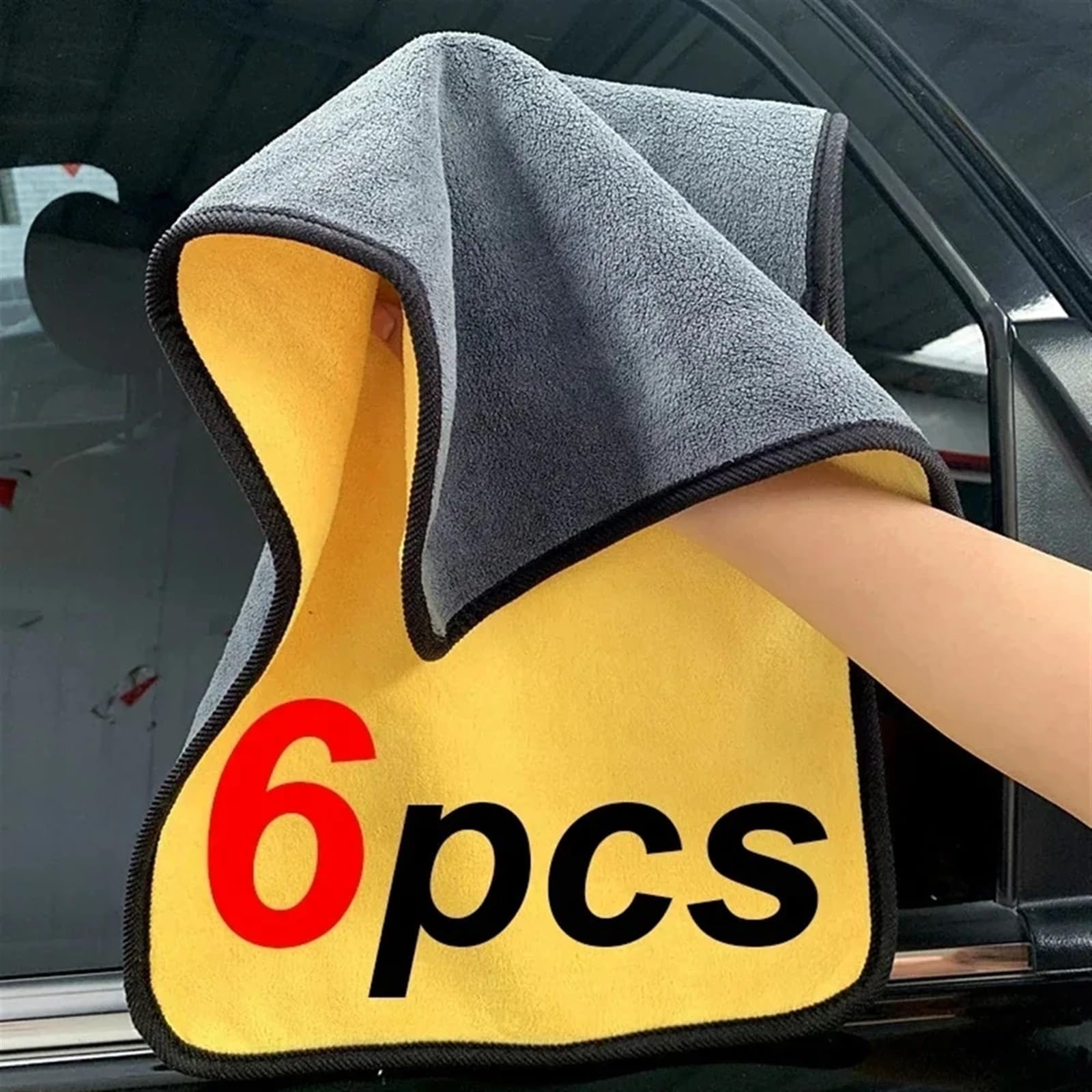 Paño de Limpieza Toalla de limpieza de microfibra gruesa, paño de secado suave, toallas for lavado de carrocería de coche, trapos de limpieza de doble capa, accesorios for coche, 1/2/6 Uds.(30x60 6pc)