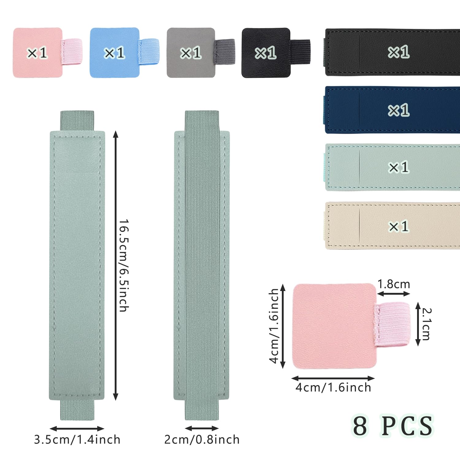 SYEYCW 8 Pcs Pen Holder for Notebook Pen Clip for Notebook PU Leather Pencil Case Holder with Elastic Band - Image 2