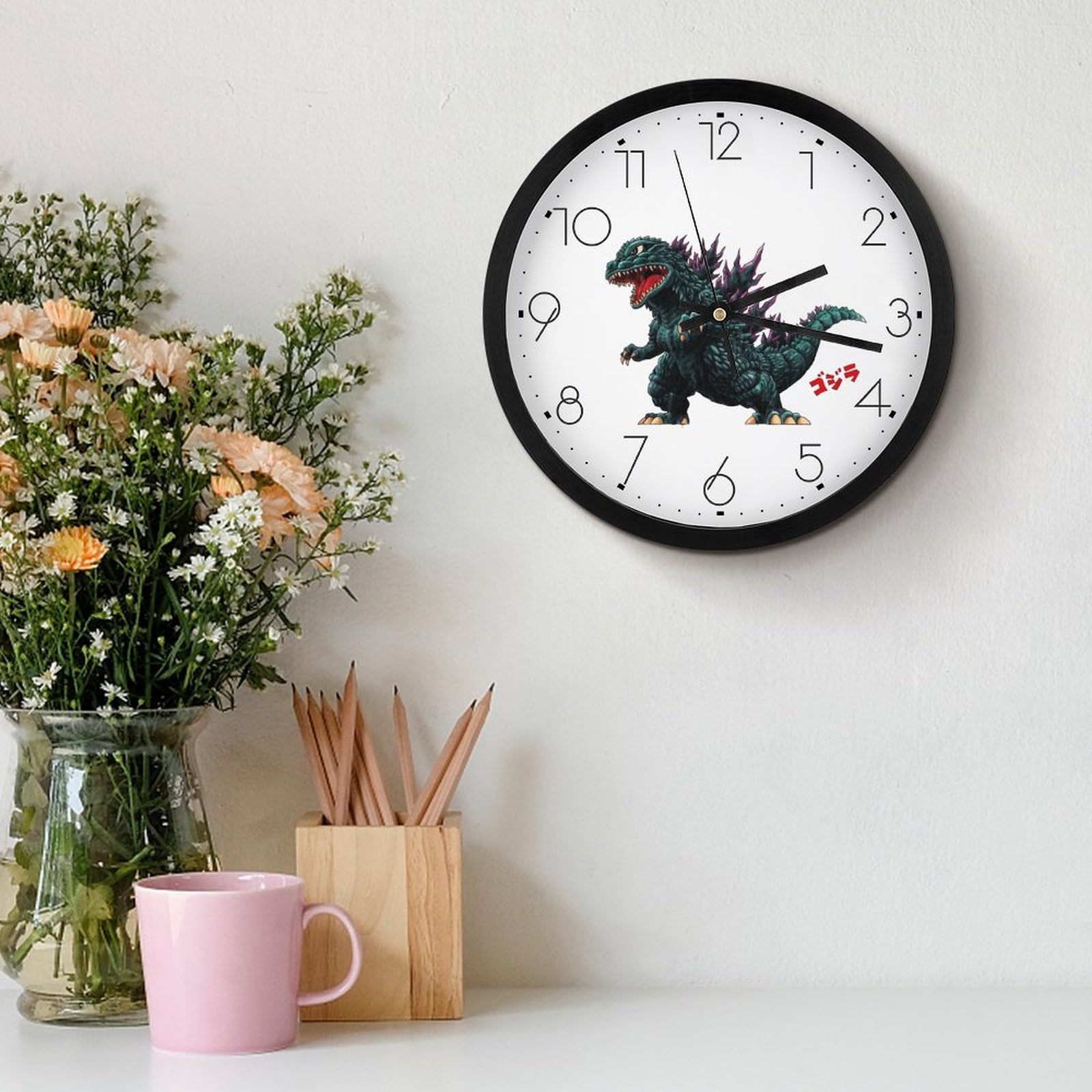 Amazon.co.jp: 壁時計 掛け時計 ゴジラ かけ時計 アナログ時計 連続
