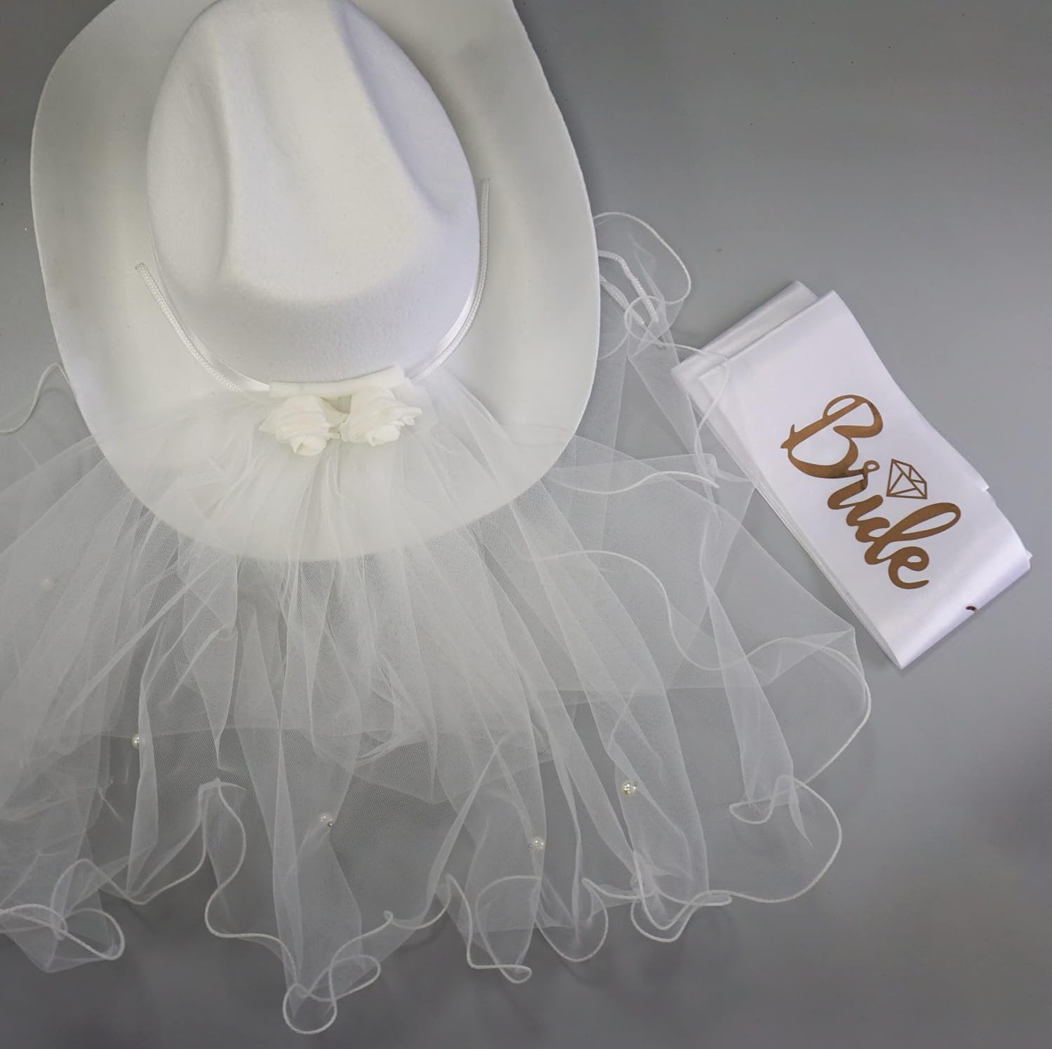 Buy Bride Cowgirl Hat with Veil \u0026 Sash 