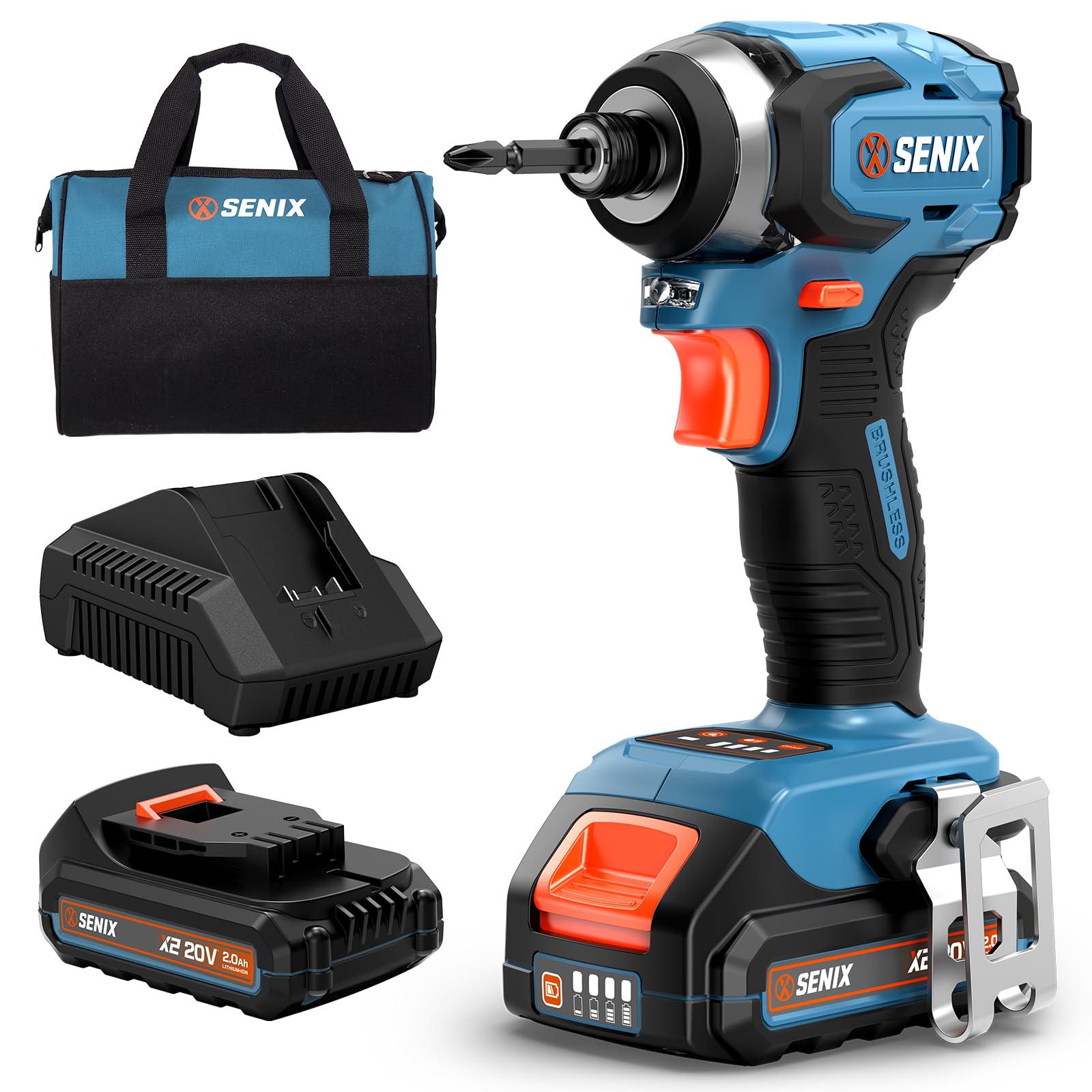 SENIX X2 20 Volt Max* 1/4-Inch Cordless Impact Driver, 4-Speed