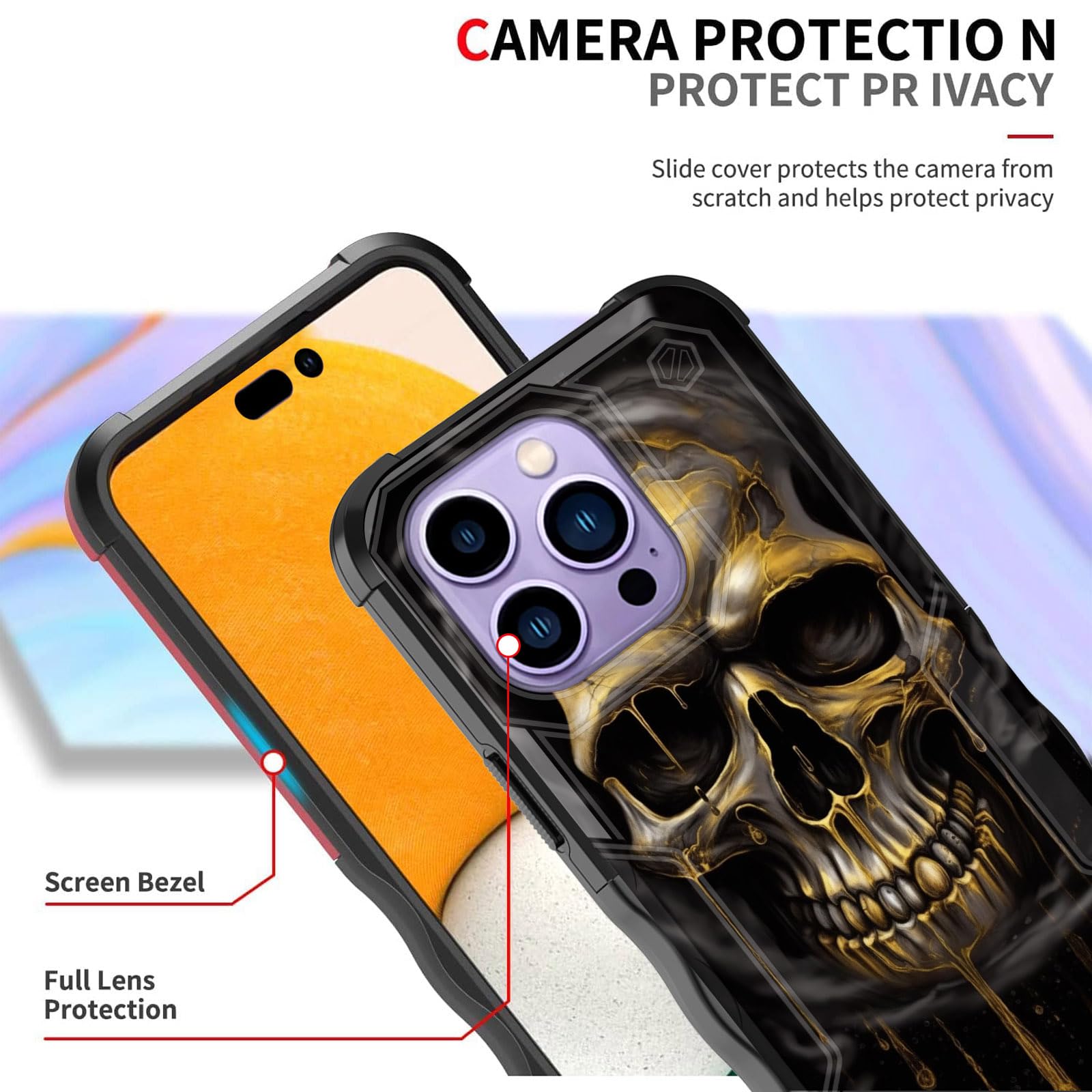 Schutzhülle Für IPhone 15 Pro Max – 3 M Fallschutz, Militärgetestet, Rutschfest Mit Totenkopf-Design