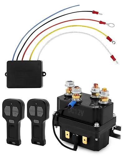 QWORK Kit de control remoto de cabrestante inalámbrico, contactor de relé solenoide de cabrestante de 12 V 250 A + receptor inalámbrico de