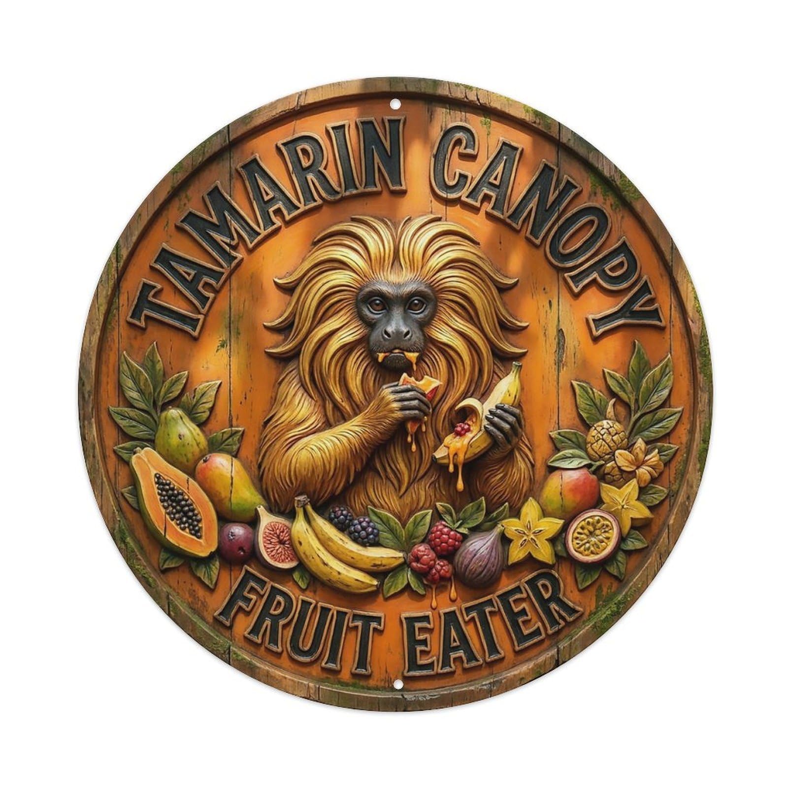 Cxhjca 8X8inch(20X20cm) Tamarin Canopy Fruit Eater Metal Tin Sign