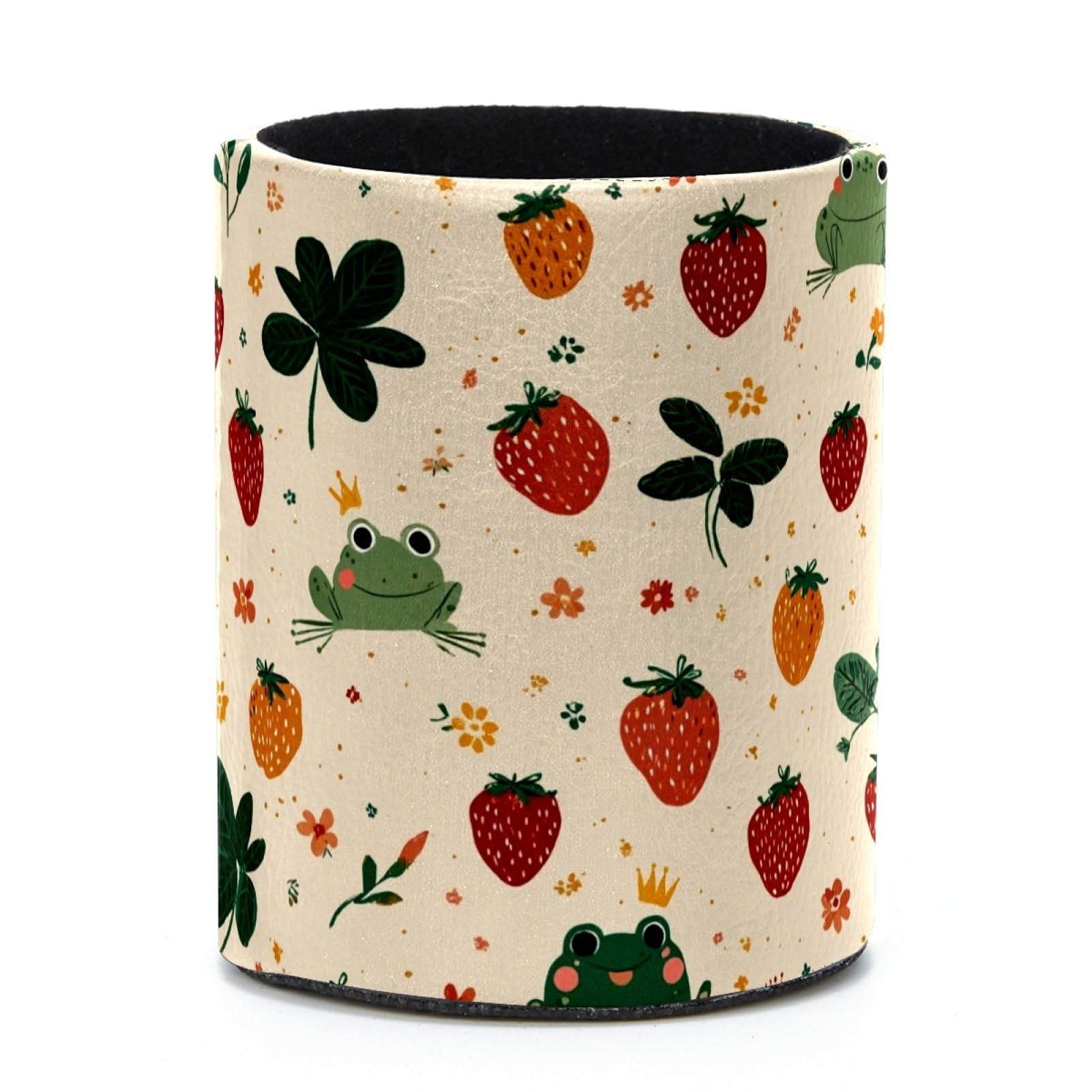 VAPOKF Round Pencil Holders for Desk, Strawberry and Frog Pen Holders Pen Pot Makeup Brushes Storage Desktop Stationery Supplies Organiser for Home Office