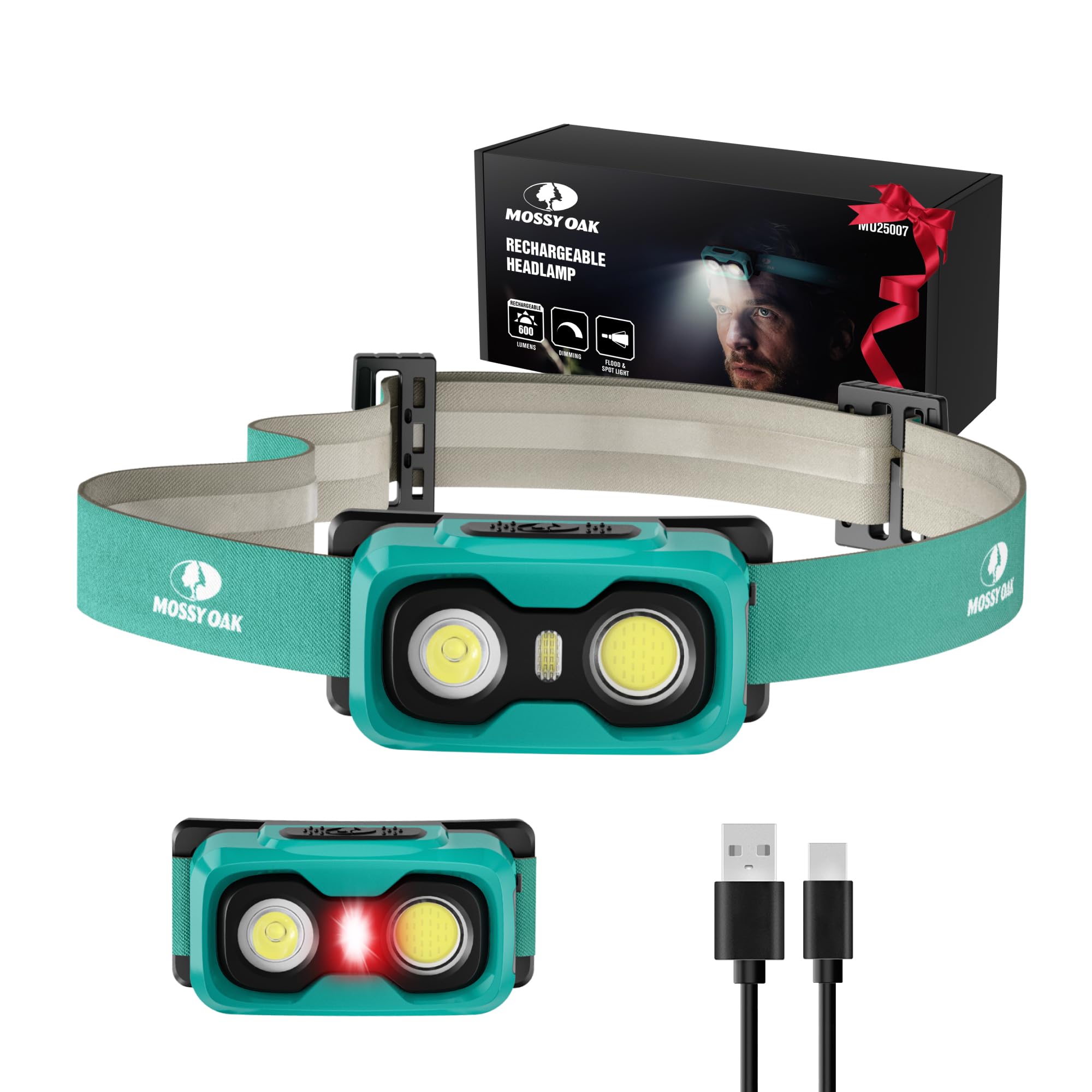 Mossy Oak 600 Lumens Rechargeable Headlamp