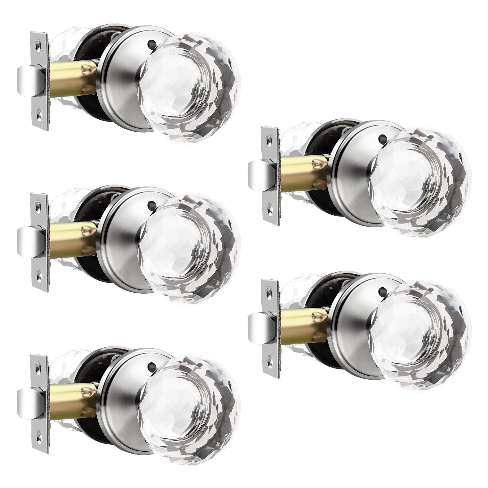 Elegant Black Crystal Door Knobs - 5 Pack -19
