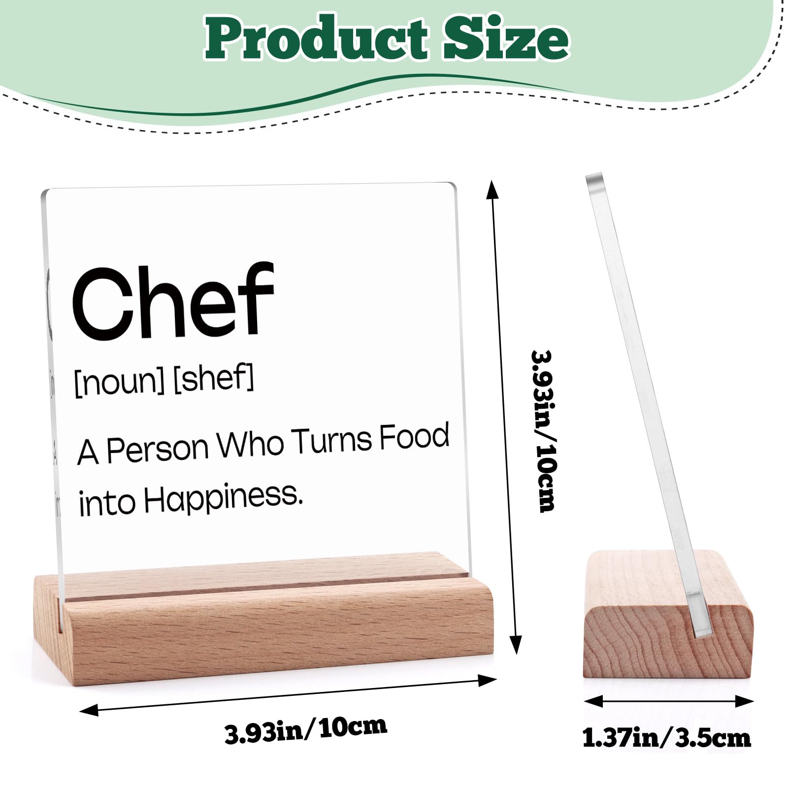 Chef Gifts for Women Men Clear Desk Decorative Sign Funny Gifts for Chef Home Dining Room Restaurant Kitchen Decor Sign Acrylic Plaque with Wooden Stand Housewarming Gift for Friend Coworkers