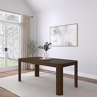 Plank+Beam Contour Dining Table, 72 Inch Solid Wood Kitchen Table, Modern Round Table for 6, Large Rectangular Kitchen & Dining Table for Home and Dining Room, Walnut