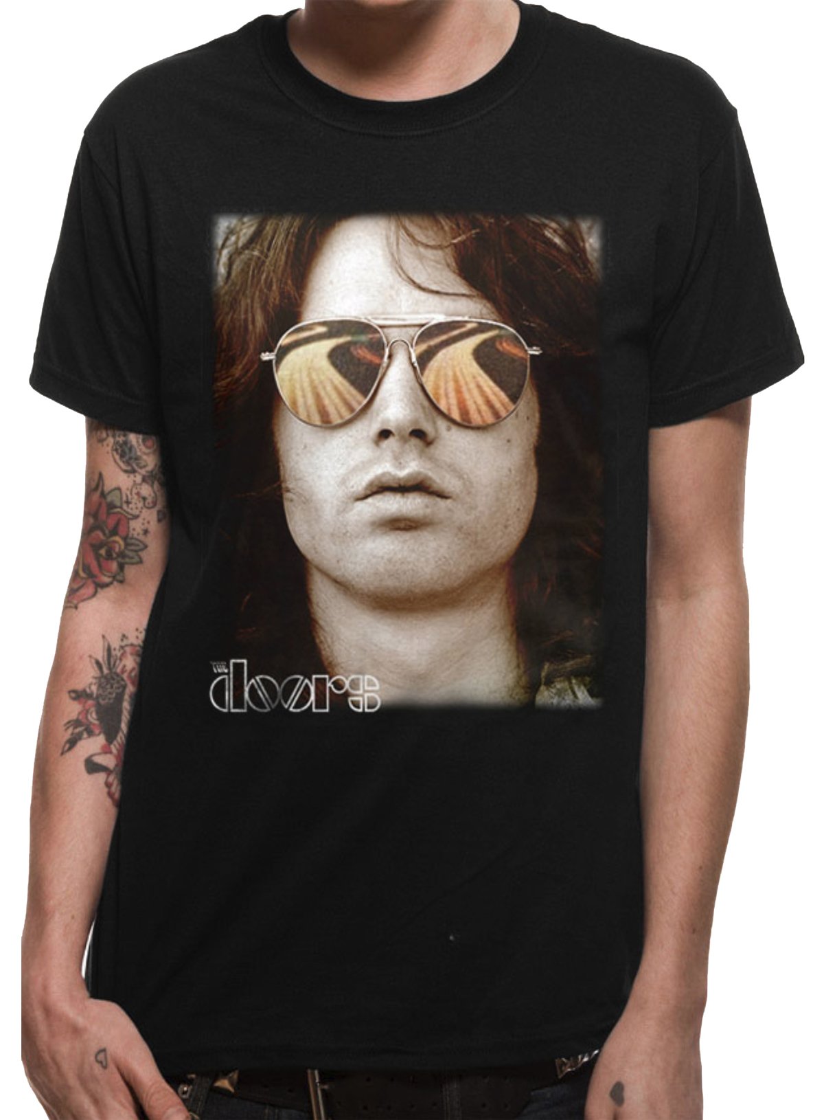 Rock Off Officially Licensed Products Men's Black The Doors Jim Face Official Tee T-Shirt Unisex (Medium)