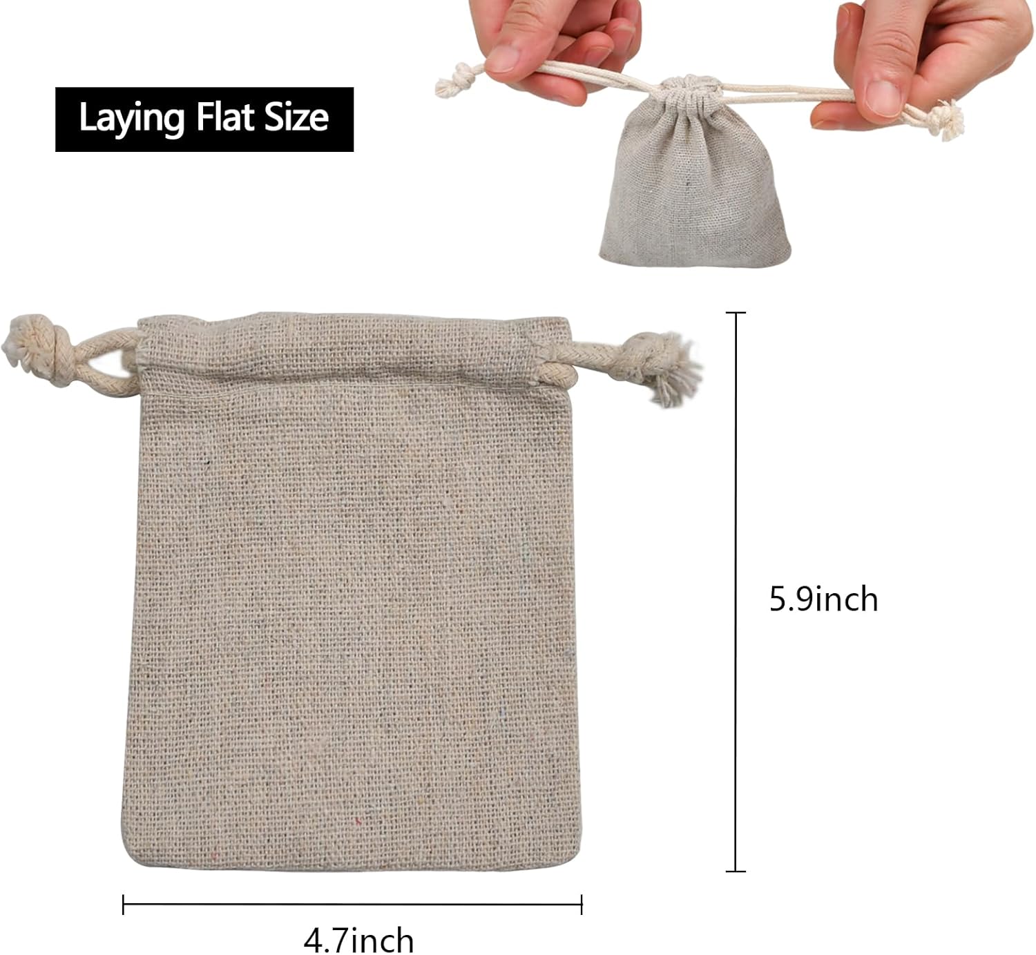 Calary 50pcs Double Canvas Drawstring Cotton Pouch Gift Sachet Bags Muslin Bag Reusable Tea Bag - Image 2