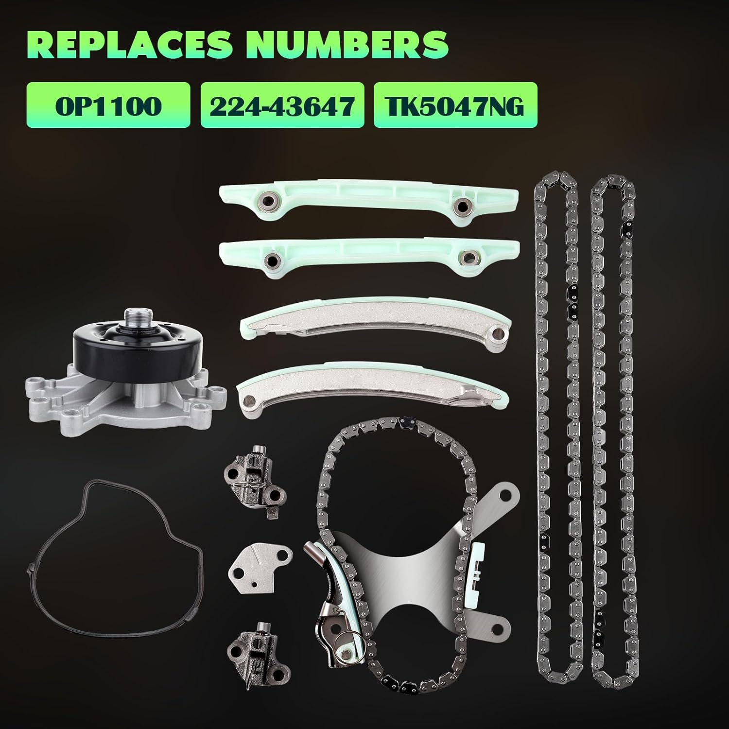 OP1100 224-43647 TK5047NG WP120-4350 Engine Timing Chain Kit Sets With Water Pump Replaces for dodge for Mitsubishi for Jeep Durango Dakota for Ram 1500 Raider 4.7L 2000-2007