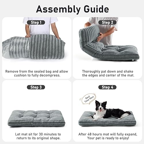 Miniatura 8 de FURTIME Cama lavable para perros de tamaño grande, camas de lujo para perros, cómoda y esponjosa, alfombrilla antideslizante para dormir para