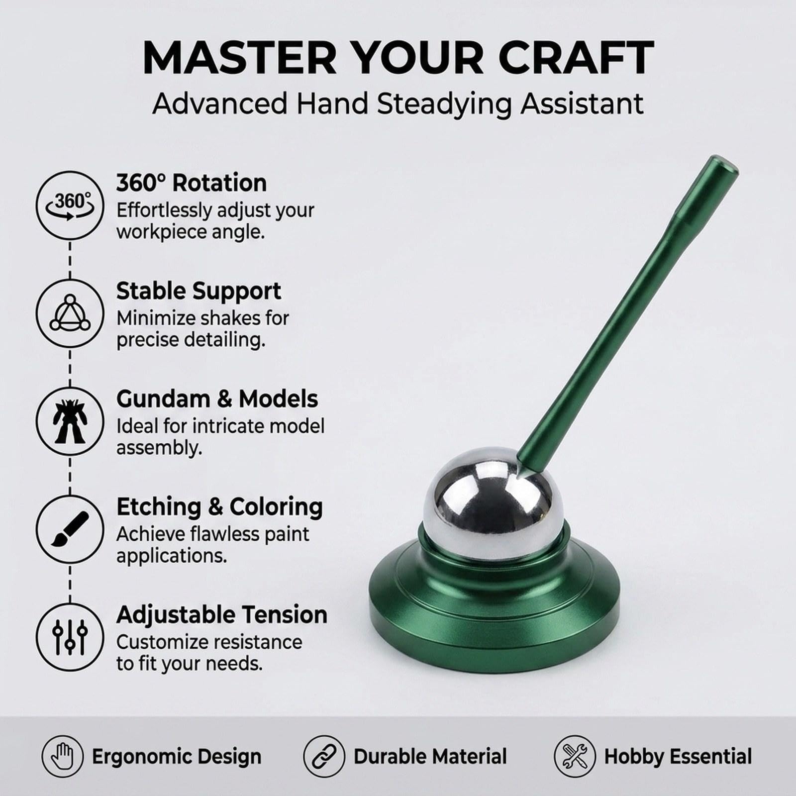 Estabilizador Manual Multifuncional para Maquetas - Herramienta para La de Maquetas - Estabilizador Manual con Estructura de Soporte Giratori, Verde, Individual
