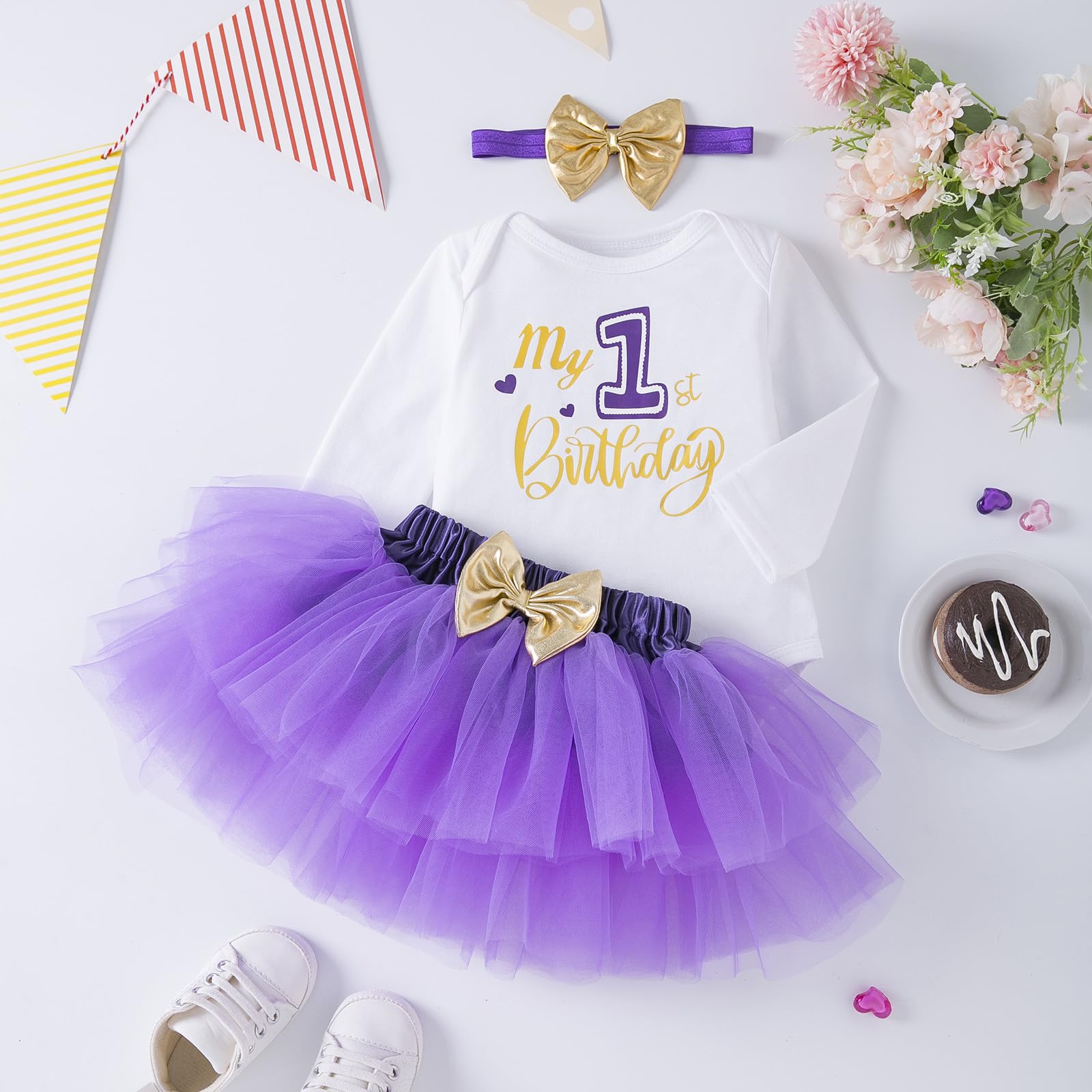 Winmany Baby Mädchen 1. Geburtstag Tutu Rock Set Langarm Strampler Erster Geburtstag Smash Cake Kostüme Partei Kleid Set