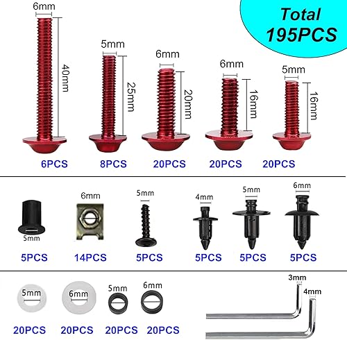 Miniatura 9 de Kit de pernos de carenado de motocicleta, 195 piezas, tornillos de sujeción, versión mejorada para CBR 600RR 1000RR 650F Suzuki GSXR600 750 1000