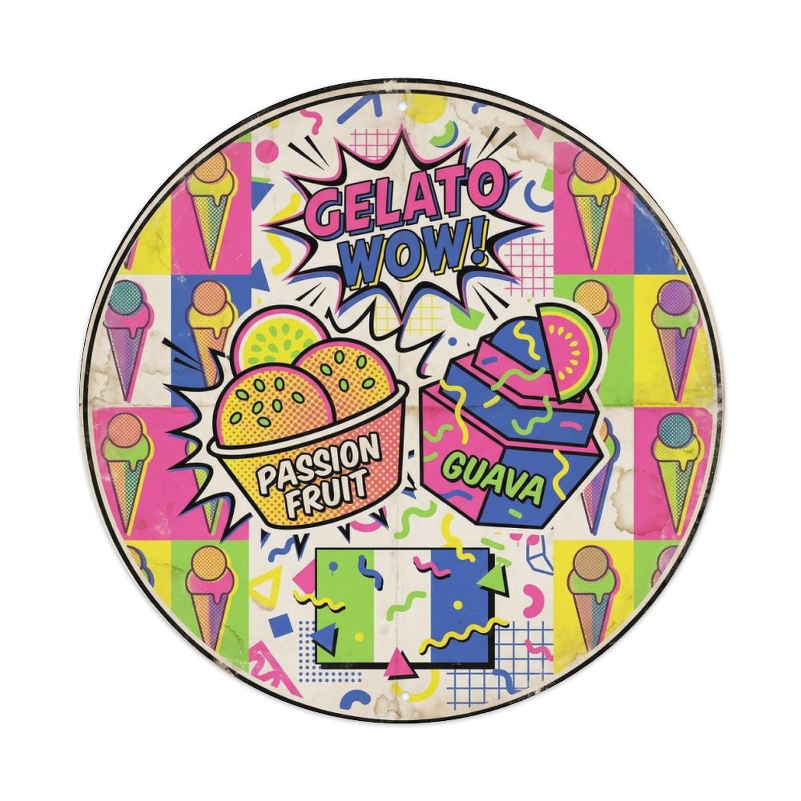 Dessert Cafe Gelato Memphis Pop Ice Cream Metal Tin Sign