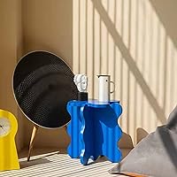 Vista 8 de HM&DX Mini mesa de centro de pétalos, mesa auxiliar de madera maciza con ondas de dibujos animados con patas en forma de X, mesa auxiliar