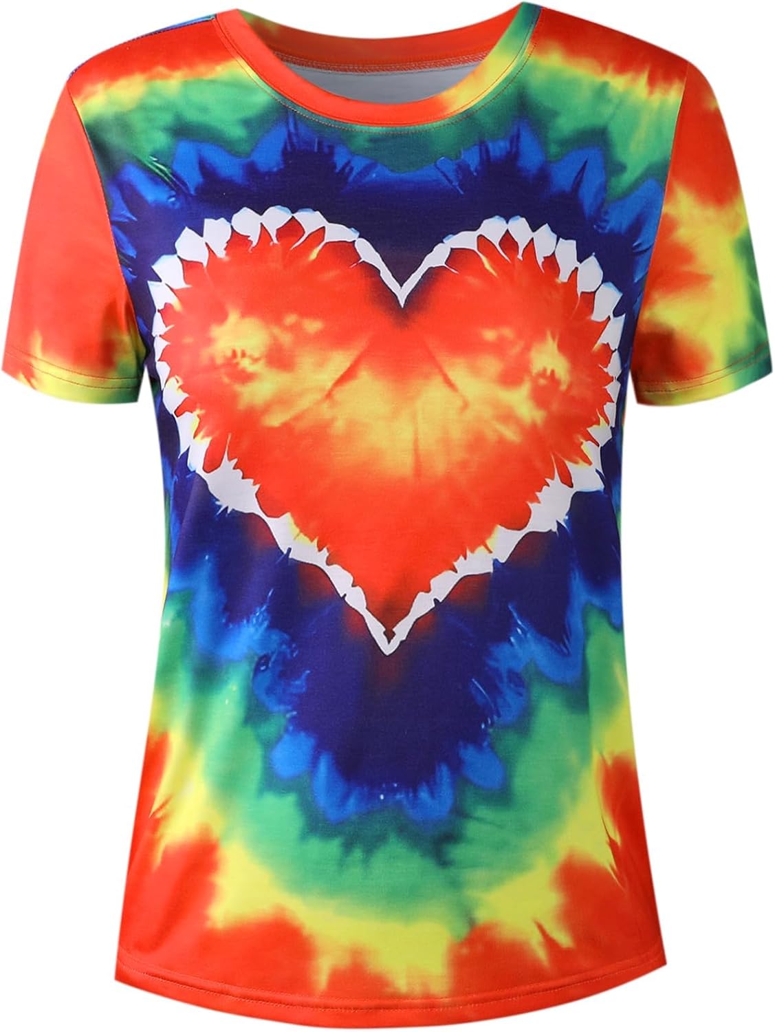 Remidoo Women's Tie Dye Short Sleeve Tee Crewneck Summer T Shirt Multicolor - Image 2