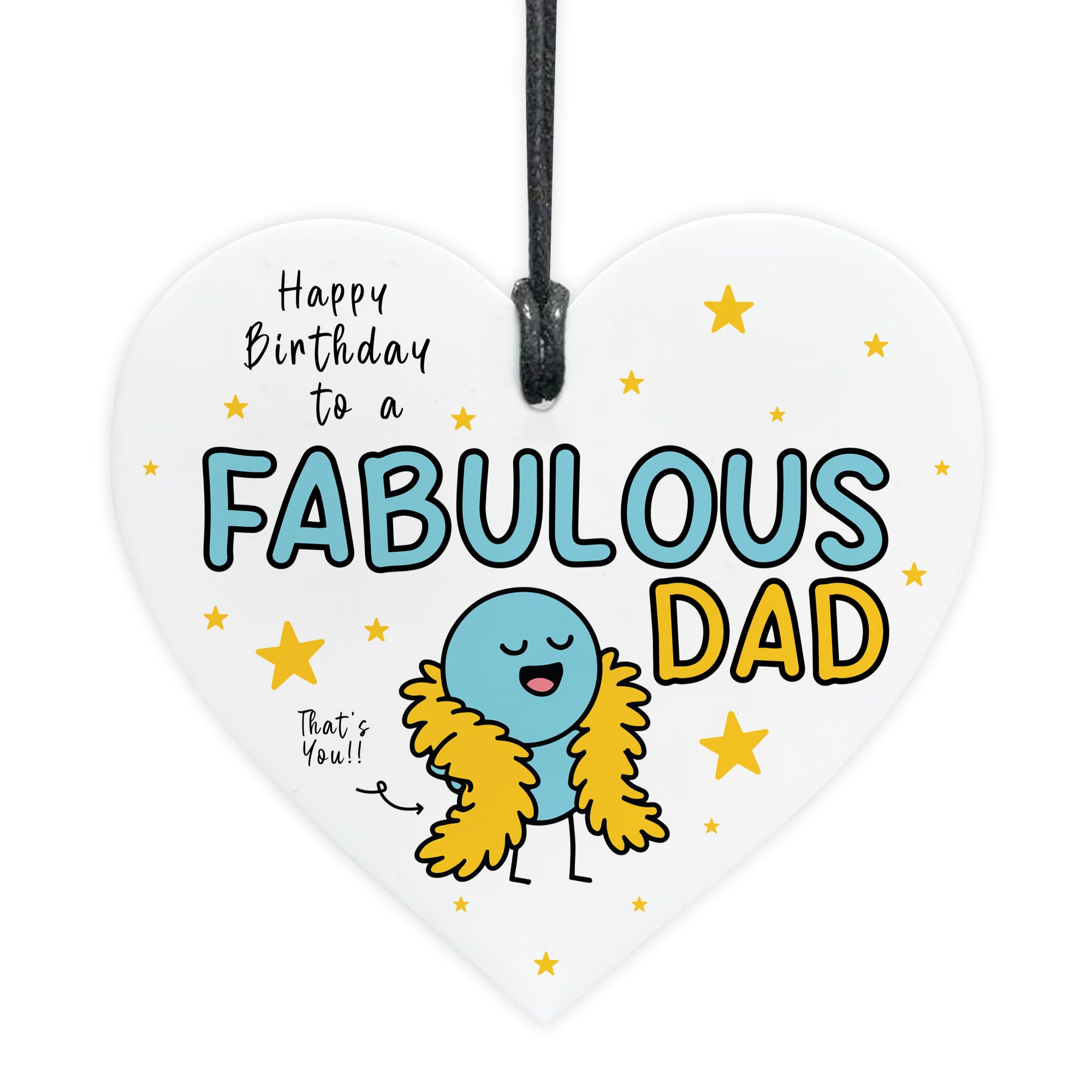 Red Ocean Funny Birthday Gift For Dad FABULOUS DAD From Daughter Son Acrylic Hanging Heart Gifts For Father Him Birthday Gift Idea Keepsake