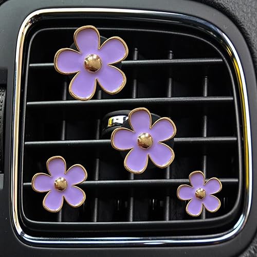 Daisy Clips de ventilación de aire, 4 piezas de lindas flores clip de salida de aire acondicionado de automóvil, clip para ambientador de automóvil,