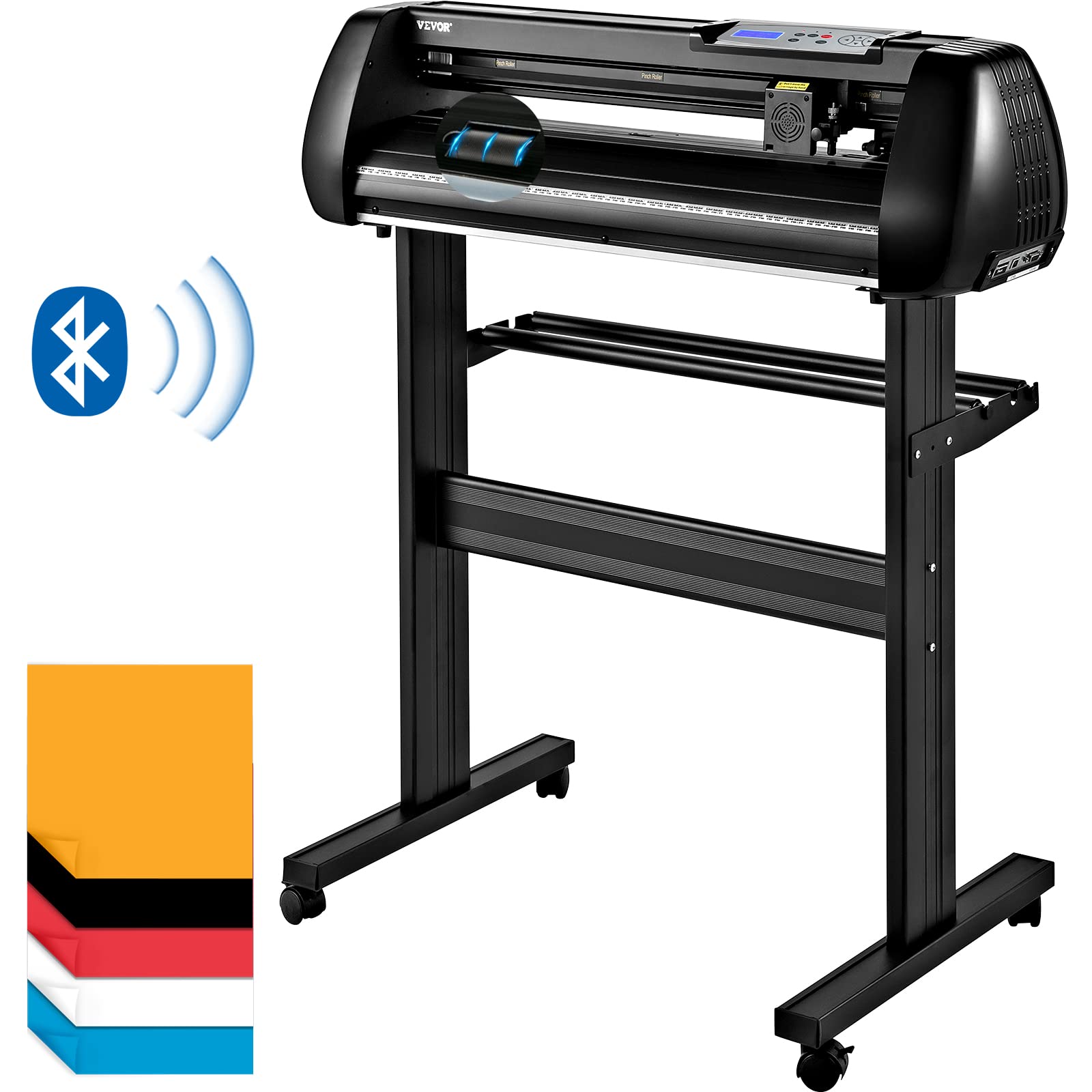 VEVOR Máquina cortadora de vinilo, máquina trazadora de corte Bluetooth sin conexión de 34 pulgadas, eje de rodillo de acero de 400 pulgadas/32.8 ft, fuerza de velocidad ajustable, herramienta de soft