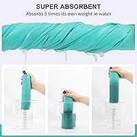 Vista 4 de Toalla de microfibra Rainleaf perfecta para viajes y gimnasio y camping. Secado rápido - Super absorbente - Ultra compacta - Liviana. Adecuada