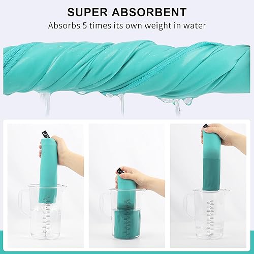 Vista 4 de Toalla de microfibra Rainleaf perfecta para viajes y gimnasio y camping. Secado rápido - Super absorbente - Ultra compacta - Liviana. Adecuada