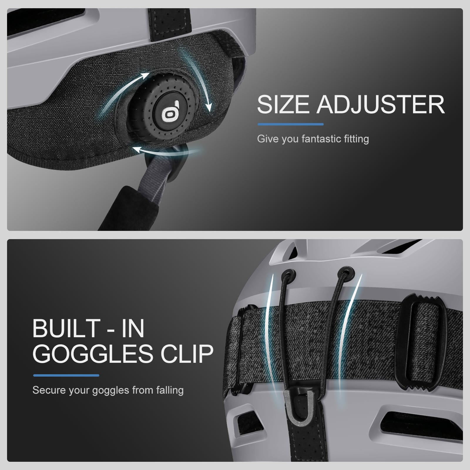 Odoland Casque de Ski, Casque de Ski avec Lunettes, Casque de Neige, Multi-Couleurs, Antichoc, Anti-Vent, Casque de Ski pour Hommes, Femmes et Jeunes, Assurant Sécurité Le Sports de Neige