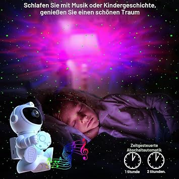 Astronaut Projector with Speaker Night Light Starry Sky with Timer Remote Control LED Galaxy Projector Children Adults Bedroom Ceiling