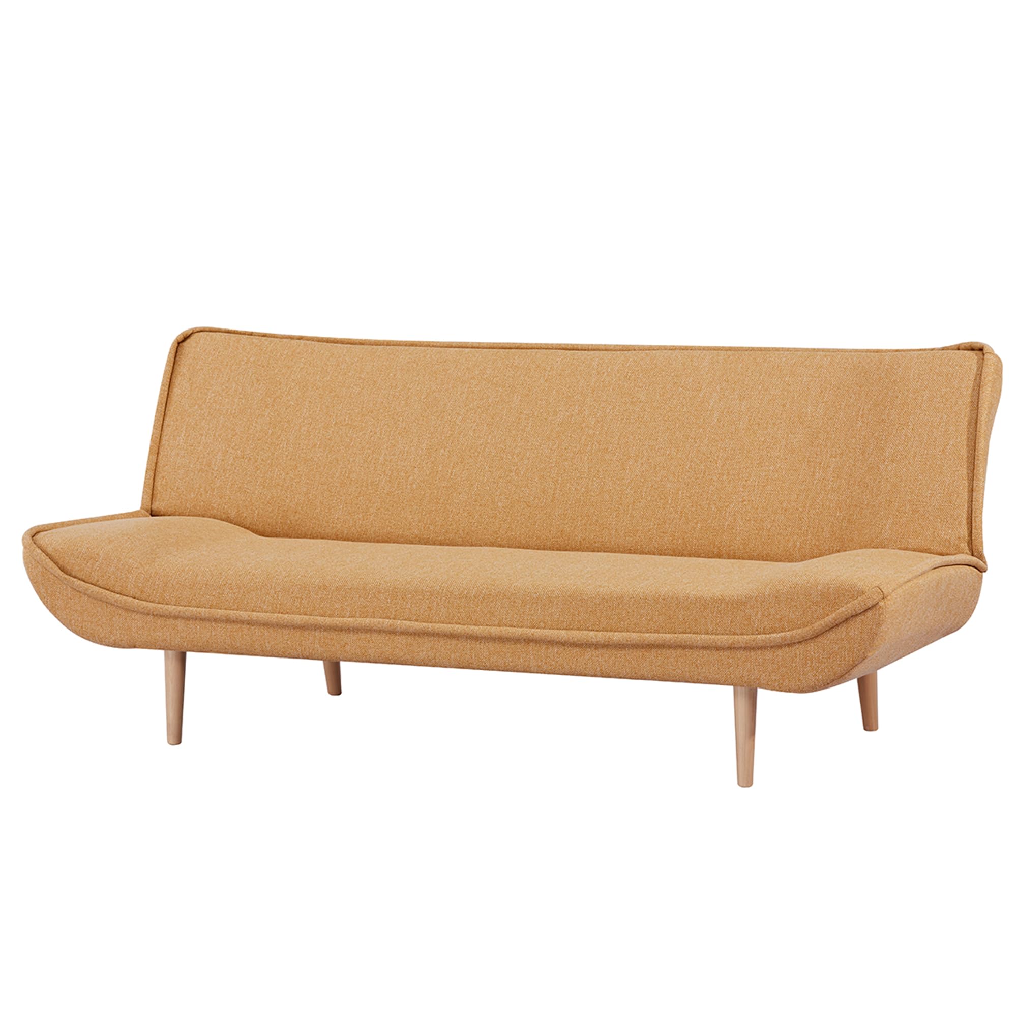 EVERGREENWEB Divano Letto 3 Posti Clic Clac in Tessuto Imbottito color Giallo, Design Moderno, Schienale Reclinabile, Regolabile su 3 Livelli, Trasformabile in Comodo Letto, Gambe in Legno | SOFLA