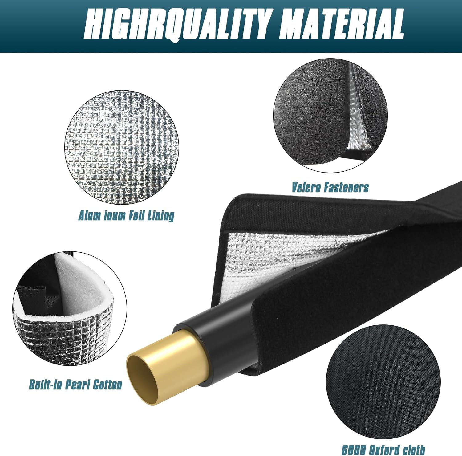 4Pack HVAC Copper Pipe Insulation Cover, 600D Oxford, 72x10.2 in , AC Pipe Insulation Outdoor Wrap,Flexible Copper Line Insulation Sleeve for Central Air Conditioning Mini Splits，