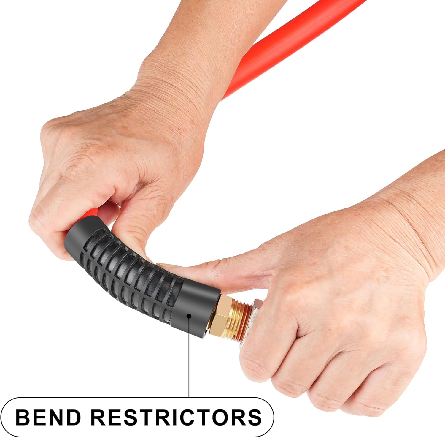 1/2 Inch x 50ft. Hybrid Air Compressor Hose with 1/2 in. MNPT Ends and Bend Restrictors