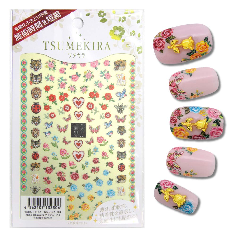 TSUMEKIRA Miho Okawara Product4 Vintage garden nail stickers gel art nail art design japan Product