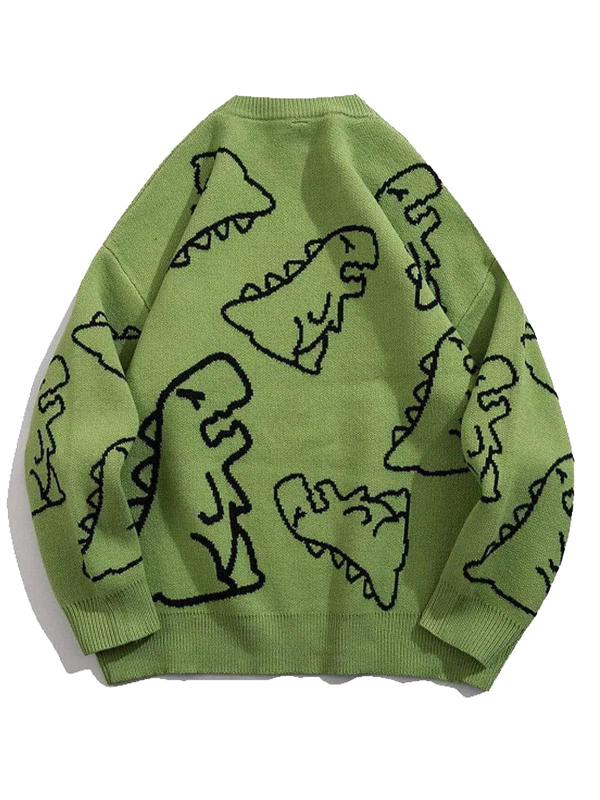 Aelfric Eden Herren Pullover Damen Strickpullover Oversize Cartoon Pulli Y2K Dinosaurier Sweater Langarm Winterpullover