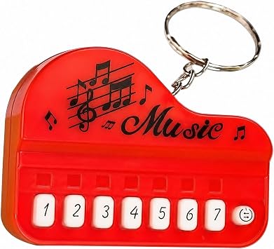 Red Micro Piano Keychain, Portable Keyboard Instrument, Mini Electronic with Lights, Pianos and Keyboards, Musical Instrument Accessories Gift, Car Keychain