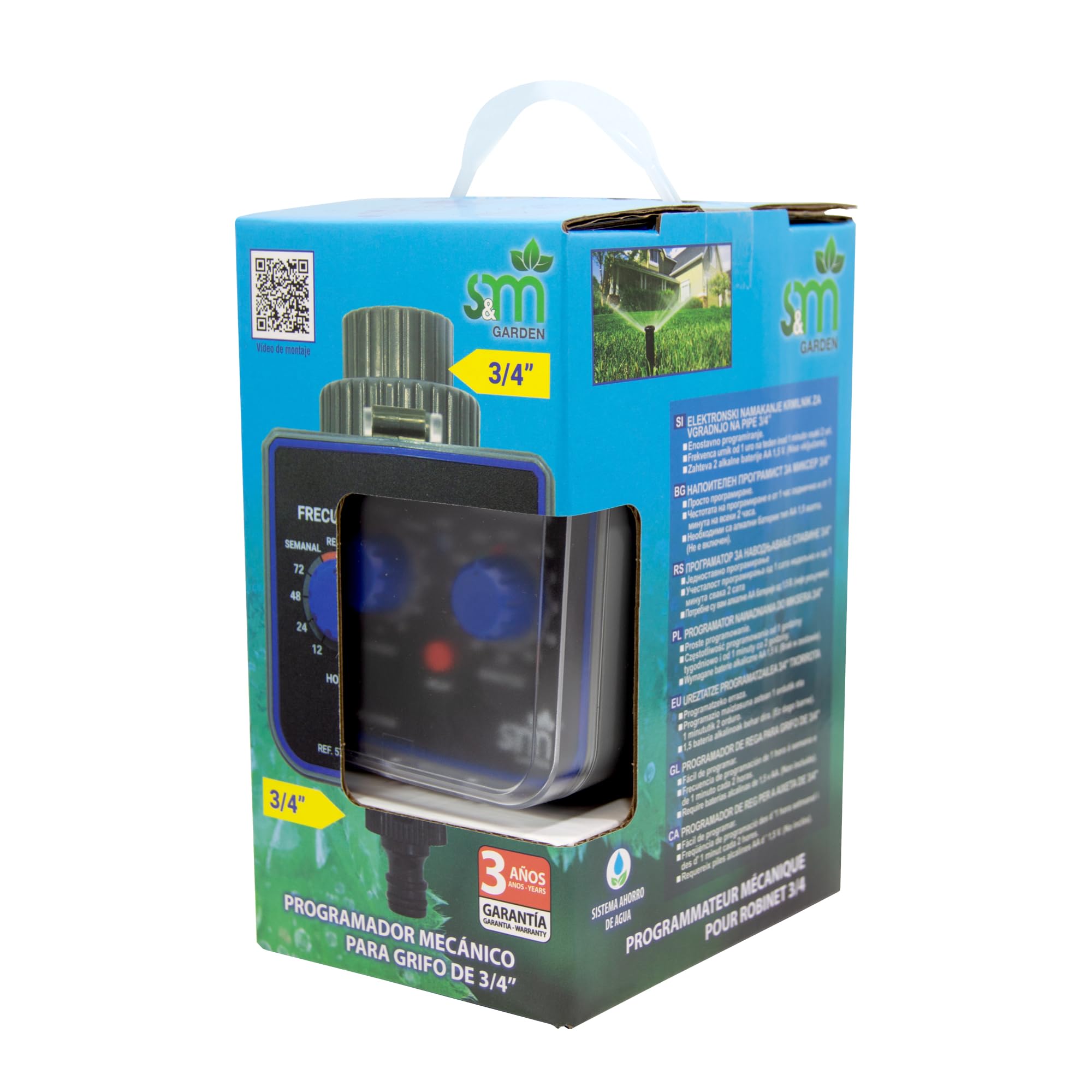 S&M 590054 programmatore di rubinetto a 1 uscita per irrigazione automatica H-M, colore: grigio/nero, 3/4"