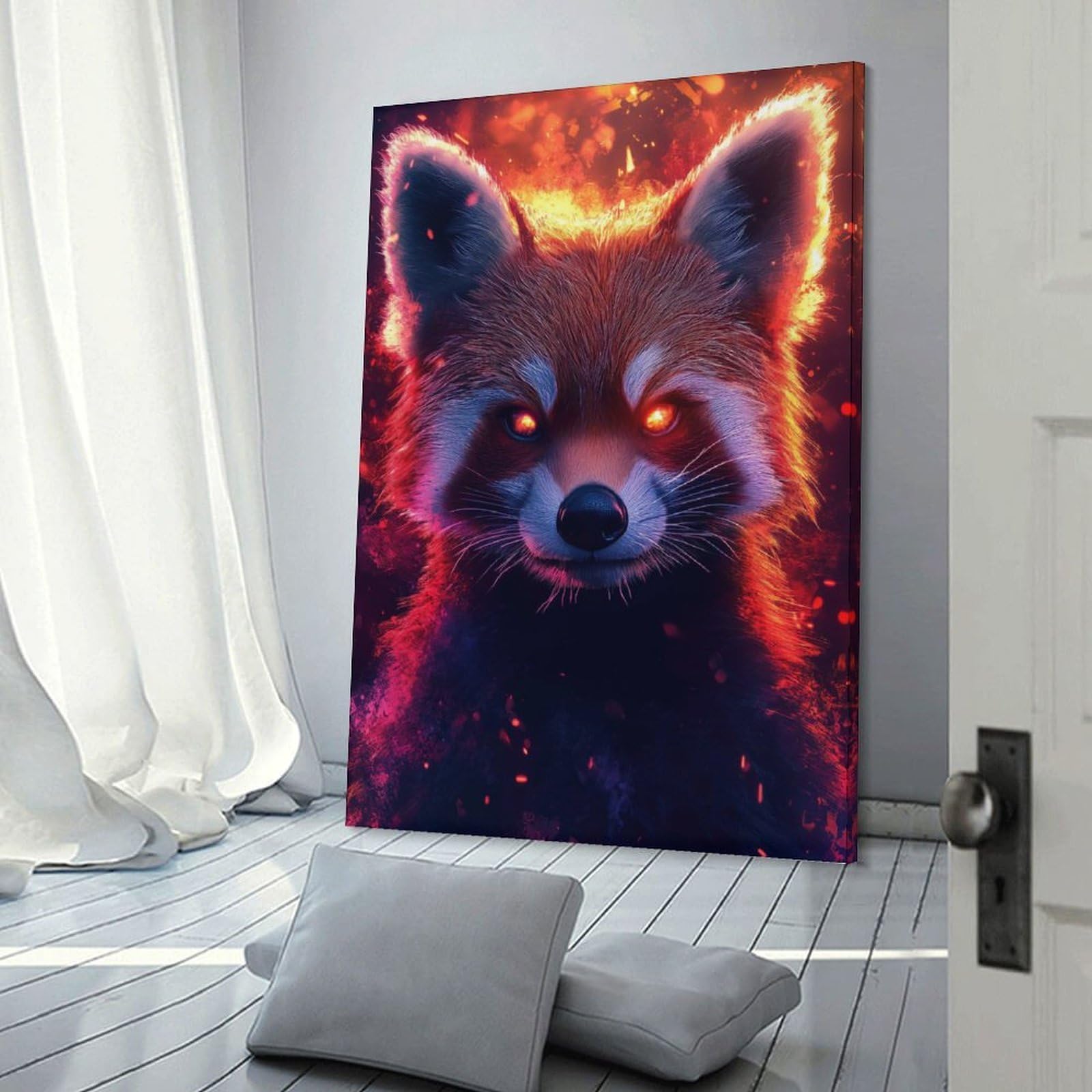 Junmoney Fiery Red Panda Room Decor Wall Art 20x30inch(50x75cm), for Bedroom Decor, Cosy Corners Or Studios, A Warm Accent for Relaxed Interiors