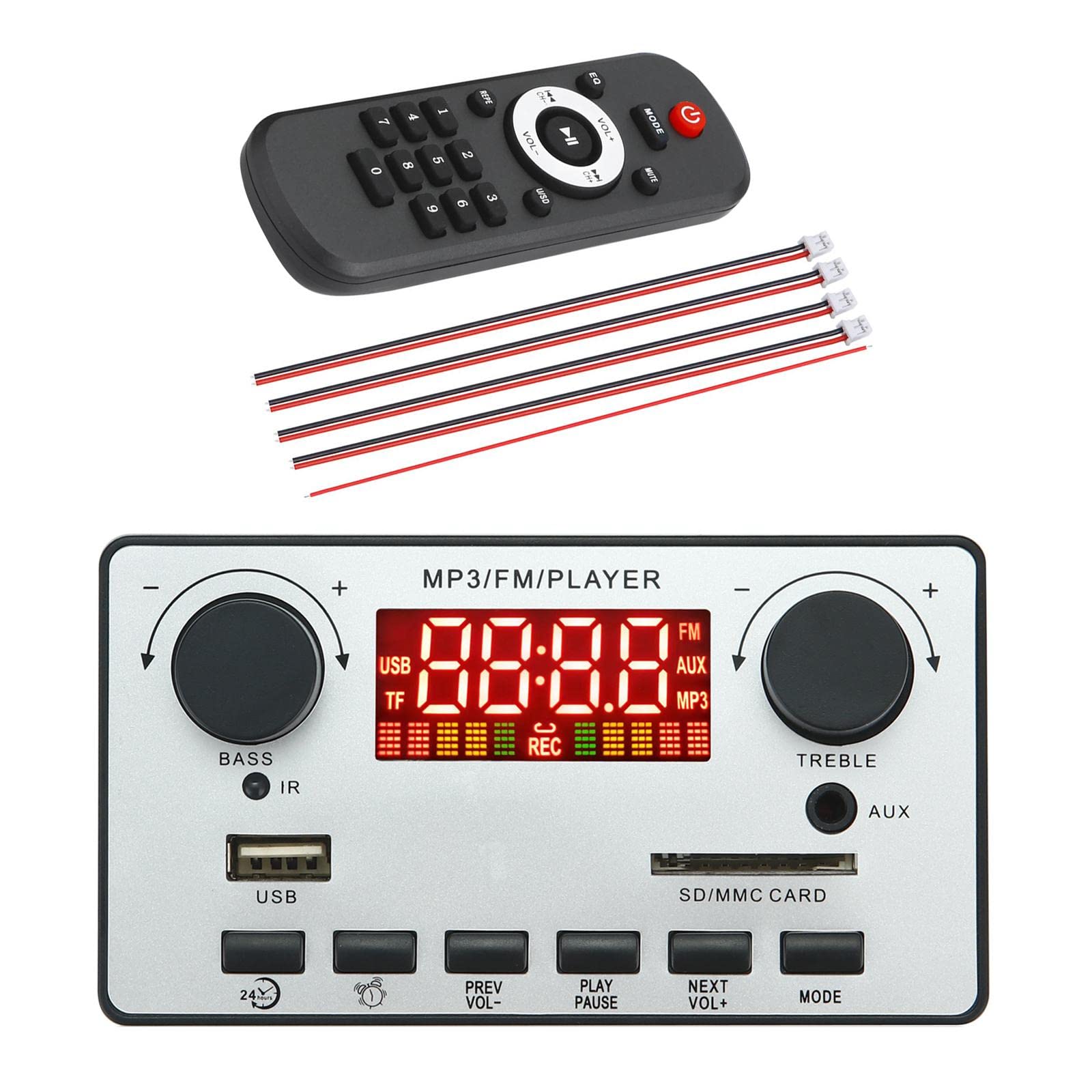 Meadawgs® MP3 Board Audio Module 2.1Channel Alarm Clock Silver-image-20