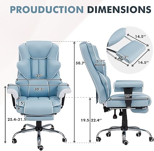 Miniatura 3 de HOMREST Silla ejecutiva de masaje de 6 puntos, silla de oficina térmica, sillas ergonómicas de escritorio de oficina en casa con reposapiés