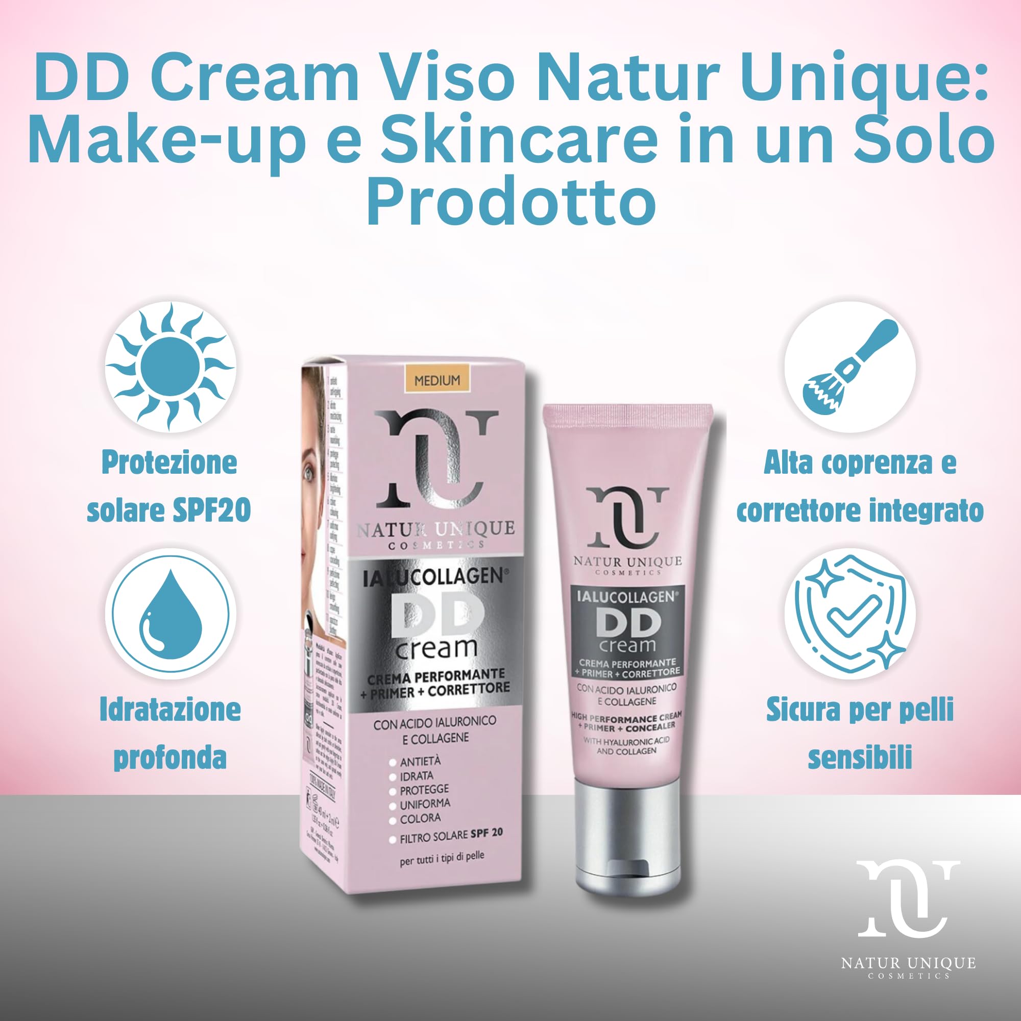 DD Cream mit feuchtigkeitsspendendem Concealer Light | Make-up und Skincare in einem Produkt | SPF20 für Sonnenschutz | Gesichtscreme, gleichmäßiger und Anti-Aging | feuchtigkeitsspendende