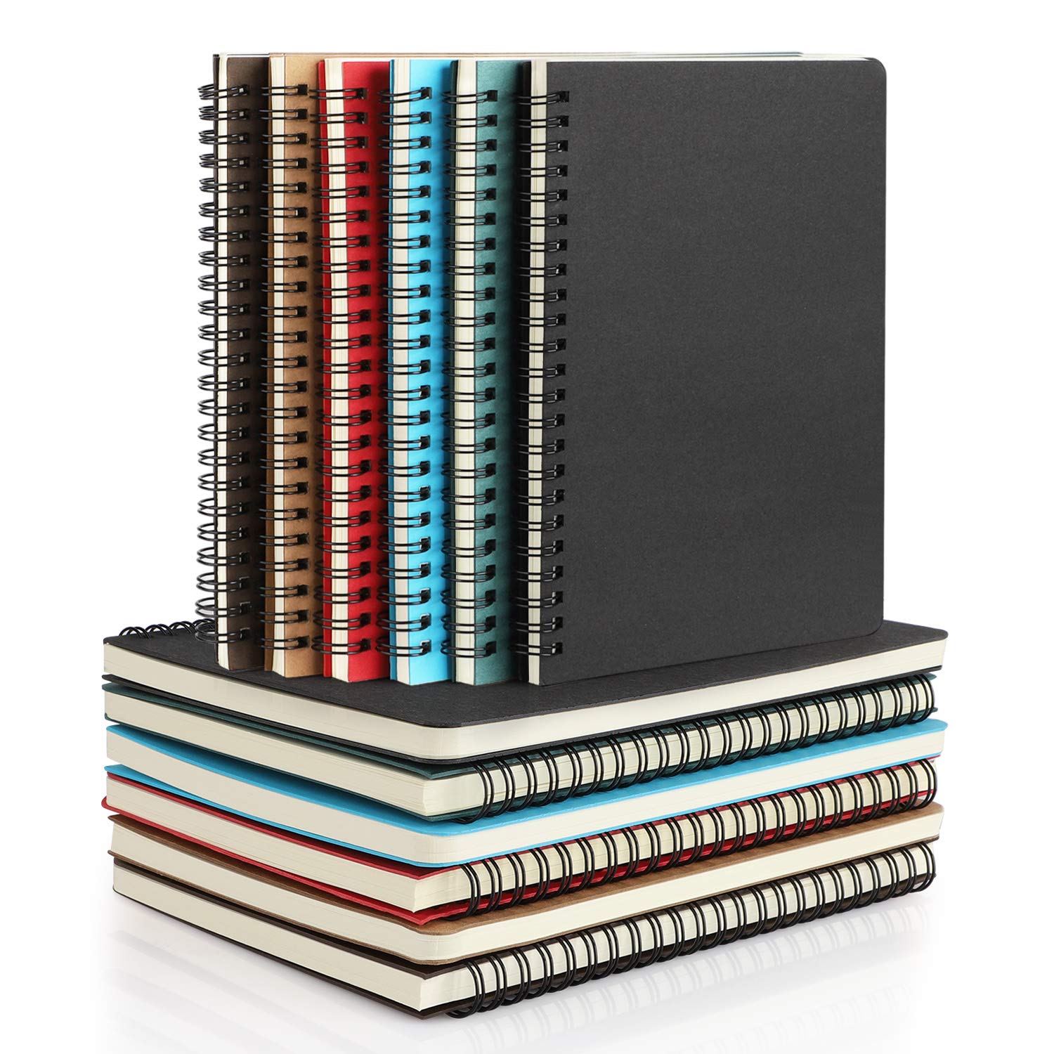 EUSOAR Spiral Journal Lined, A5 12 Pack 5.5" x 8.3" 120 Pages Lined Travel Writing Notebooks Journal, Memo Notepad Sketchbook, Students College Office