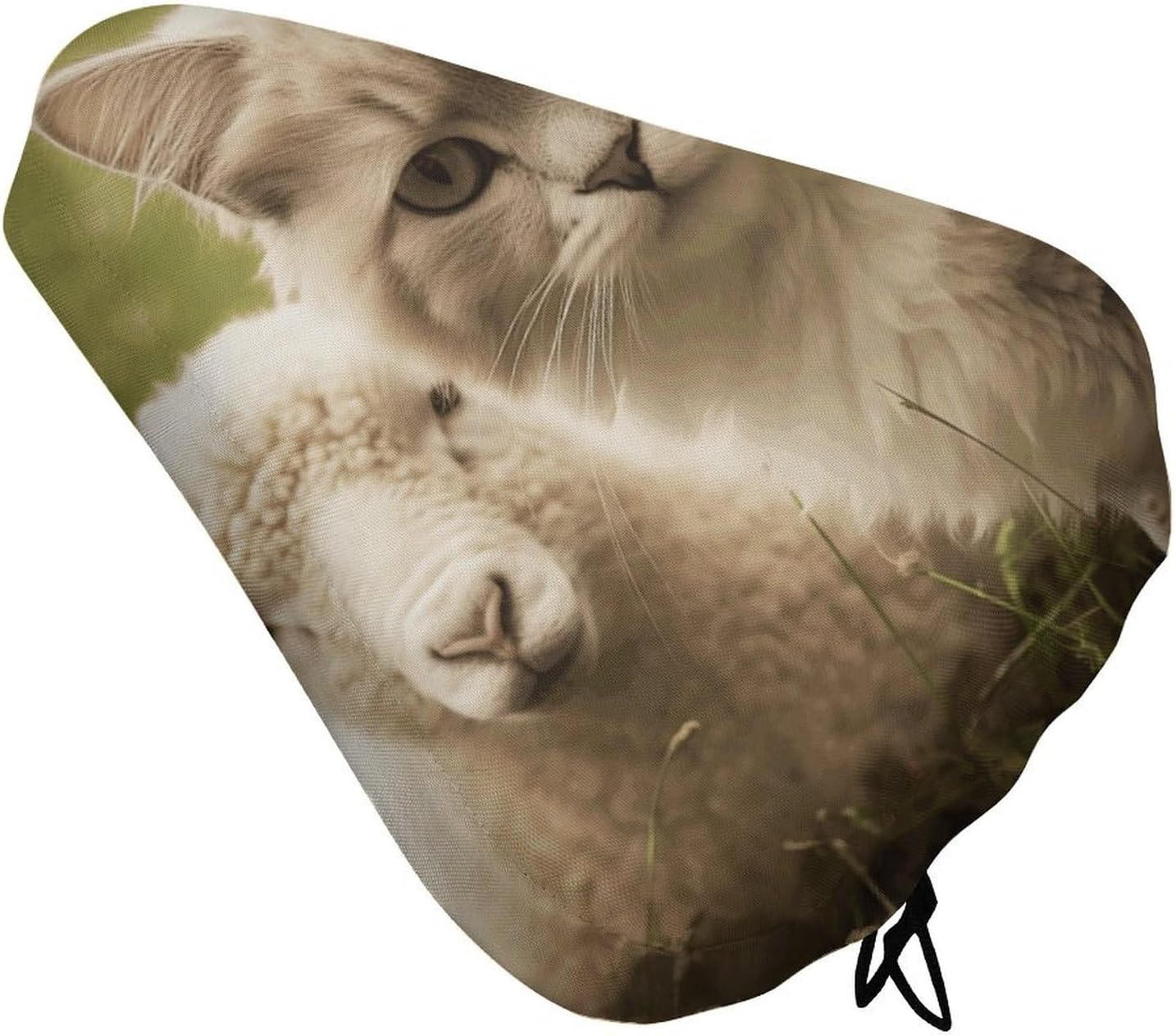 Cat and Sheep Bike Seat Cushion Waterproof Road Bike Seat Cover for Women Men Comfort Bicycle Seat Rain Cover with Drawstring Padded Mountain Bikes Saddle Fit for Exercise Stationary Bikes