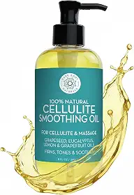 Pure Body Naturals Óleo de massagem anticelulite, 236 ml | Removedor de celulite 100% natural para pernas e coxas | Óleo de massagem corporal firmador sem produtos químicos para mulheres, fortalece a