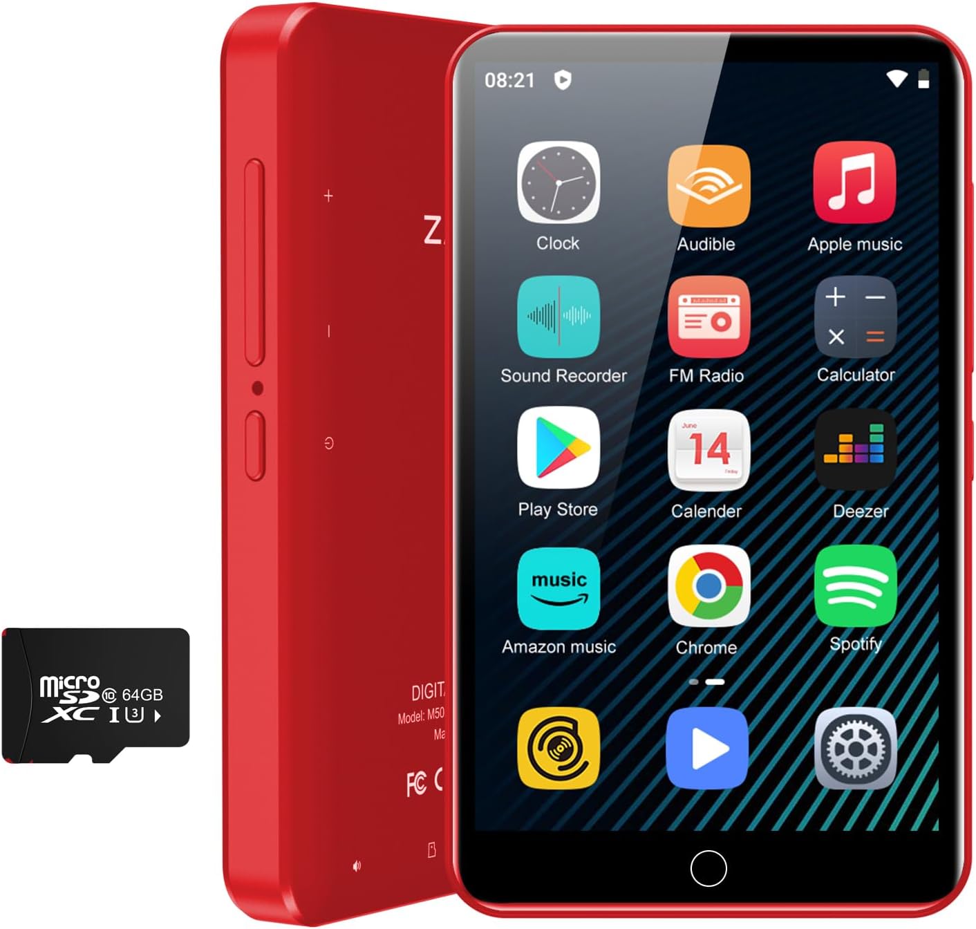 64GB MP3 Player with Bluetooth5.3, 2.4-Inch HD Full Touch Screen, Portable Lossless Sound Music Player with HD Speaker, mp3 with FM Radio Recording e-Book, Record, Earphone Included (red) 64GB MP3 Player with Bluetooth5.3, 2.4-Inch HD Full Touch Screen, Portable Lossless Sound Music Player with HD Speaker, mp3 with FM Radio Recording e-Book, Record, Earphone Included (red)