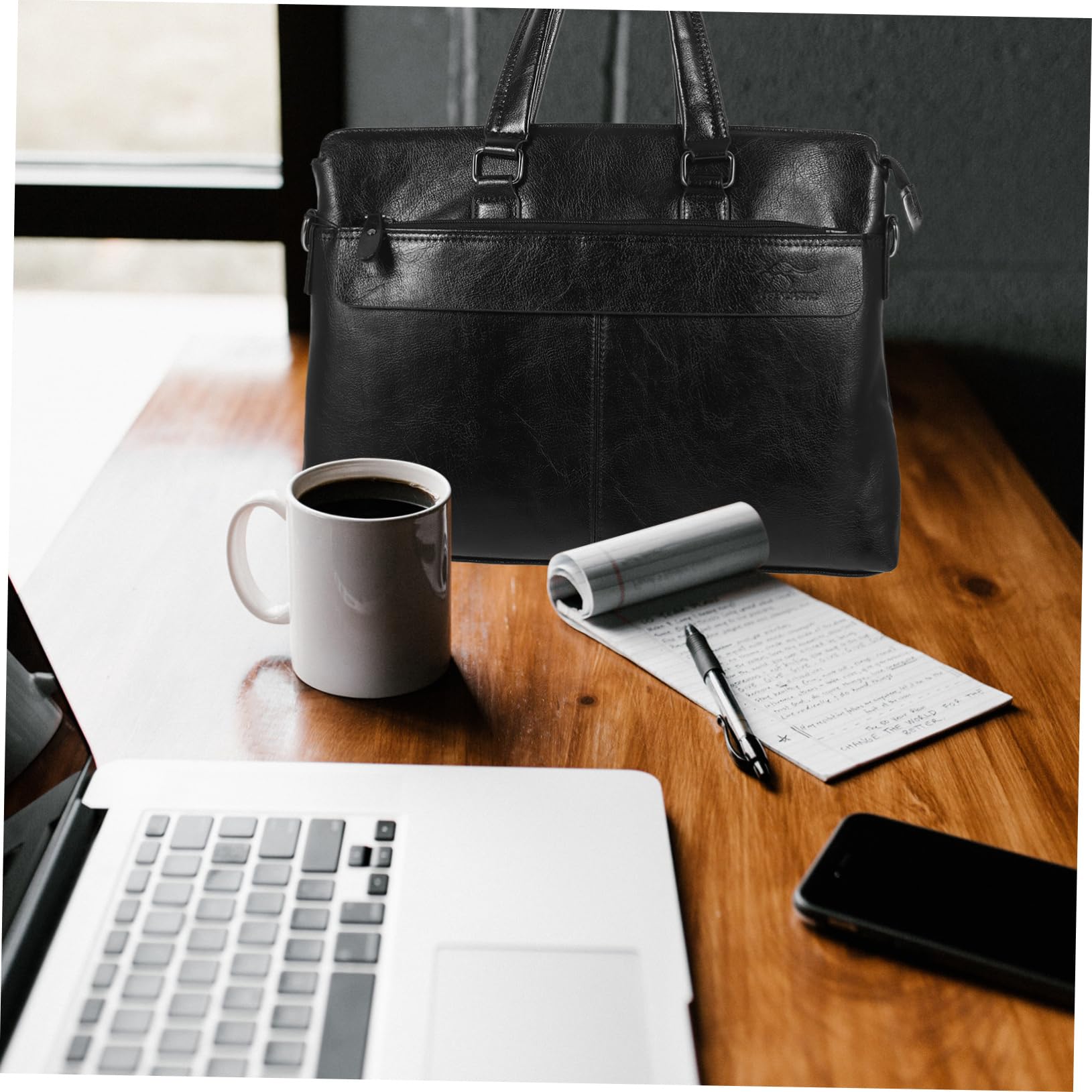 Aktentasche aus Pu Leder für Herren, Business Handtasche Schwarz
