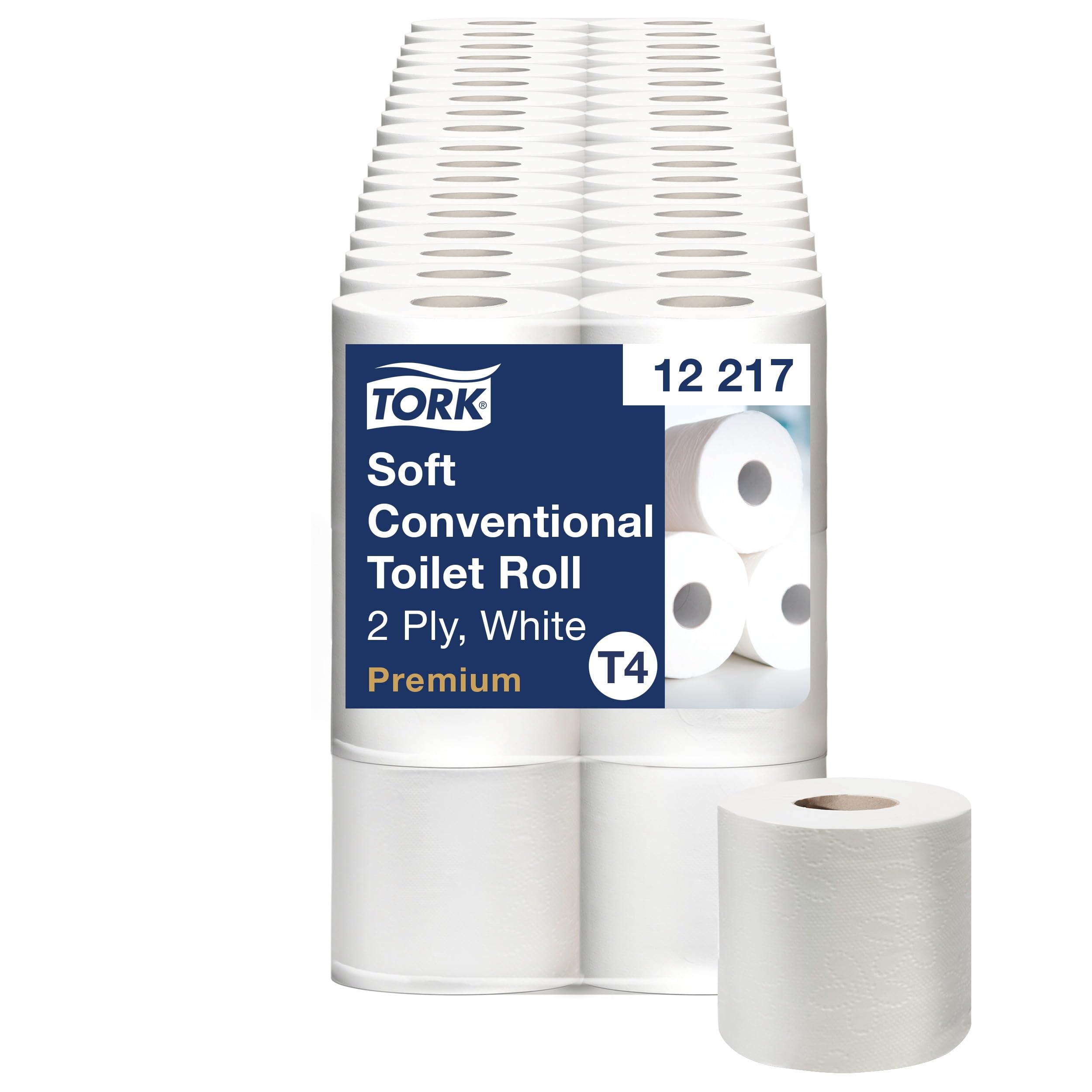 Tork Carta Igienica Convenzionale Morbida Rotolo Bianco T4, Qualità Premium, 2 Veli, 72 x 198 Fogli, 12217