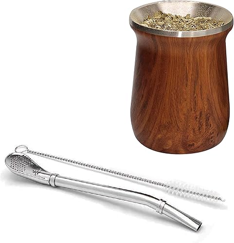 Miniatura 2 de LA FEE Yerba Mate - Juego de tazas de huevo y calabaza natural, color marrón (taza tradicional original, 12 onzas), incluye popote de yerba mate y