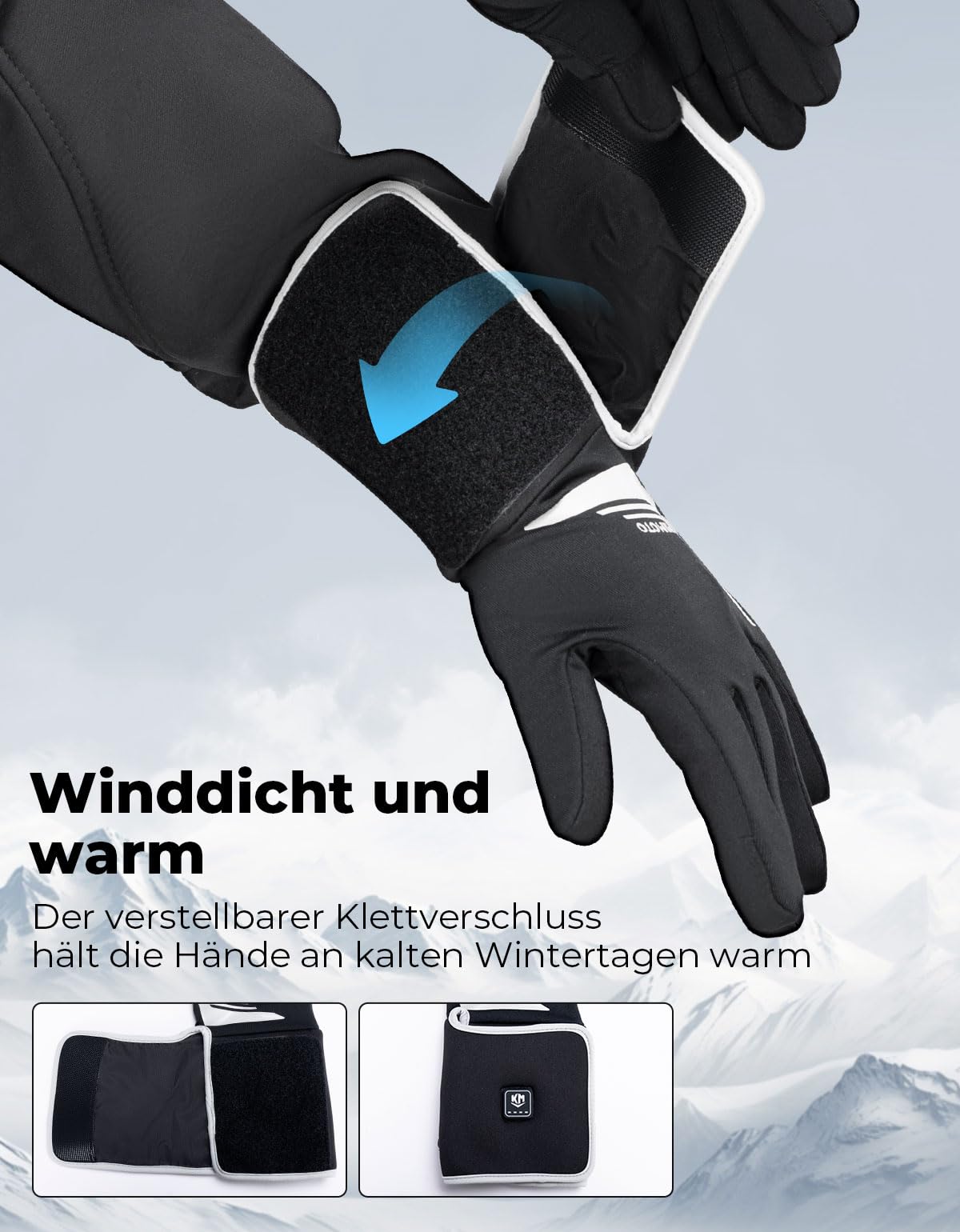 KEMIMOTO Beheizbare Handschuhe – Mit 2500 MAh Akku, 3 Heizstufen Bis 60°C, Wasser- & Winddicht